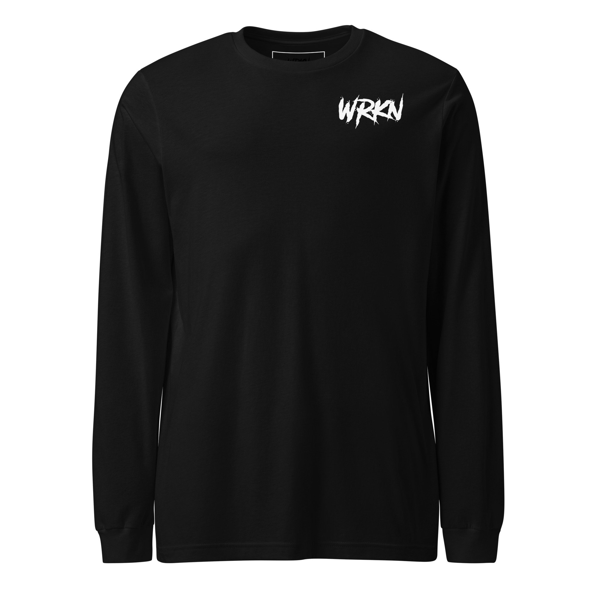 WRKN Unisex Long Sleeve T-Shirt - white logo - left chest - DTG