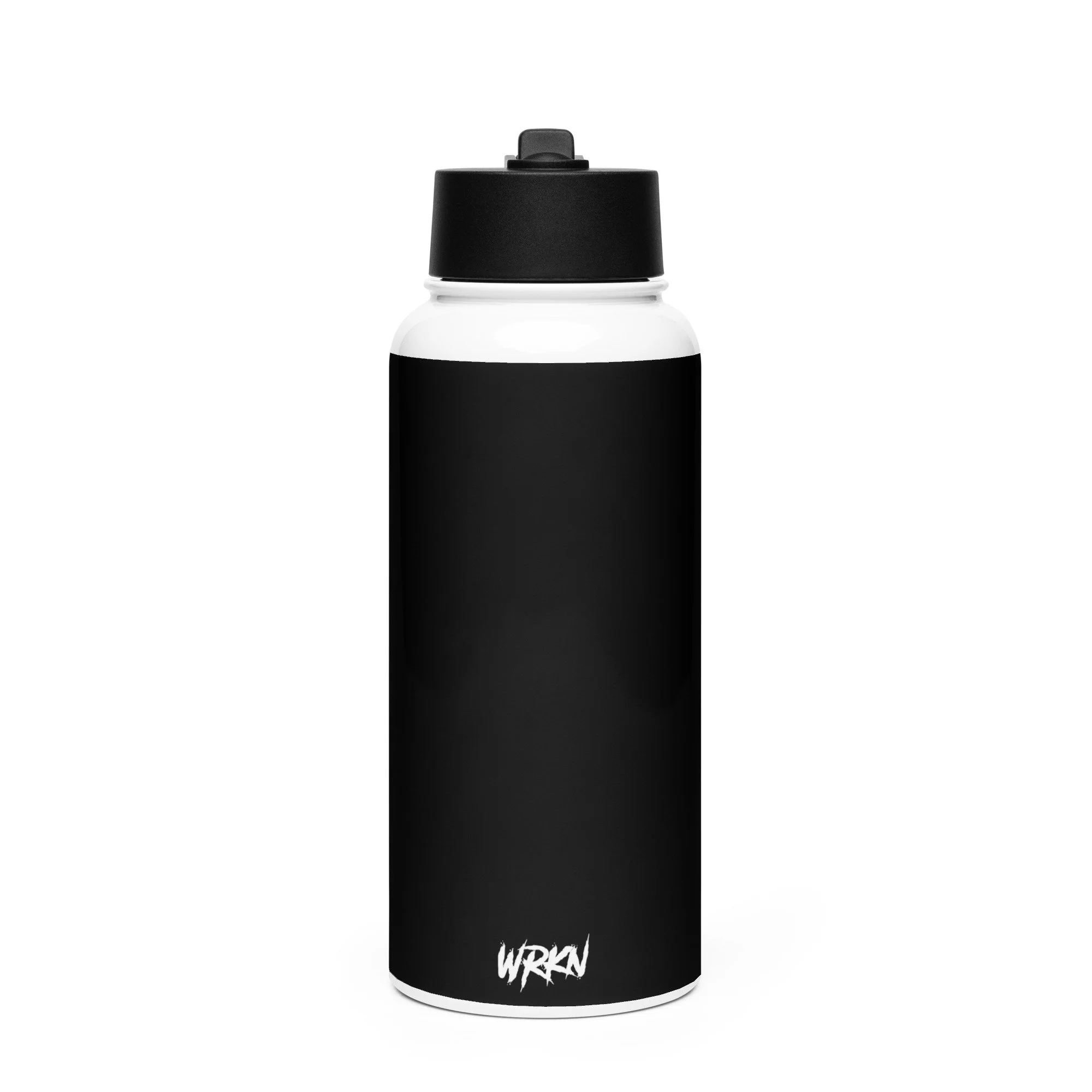 WRKN Stainless Steel Water Bottle with a Straw Lid - white logo