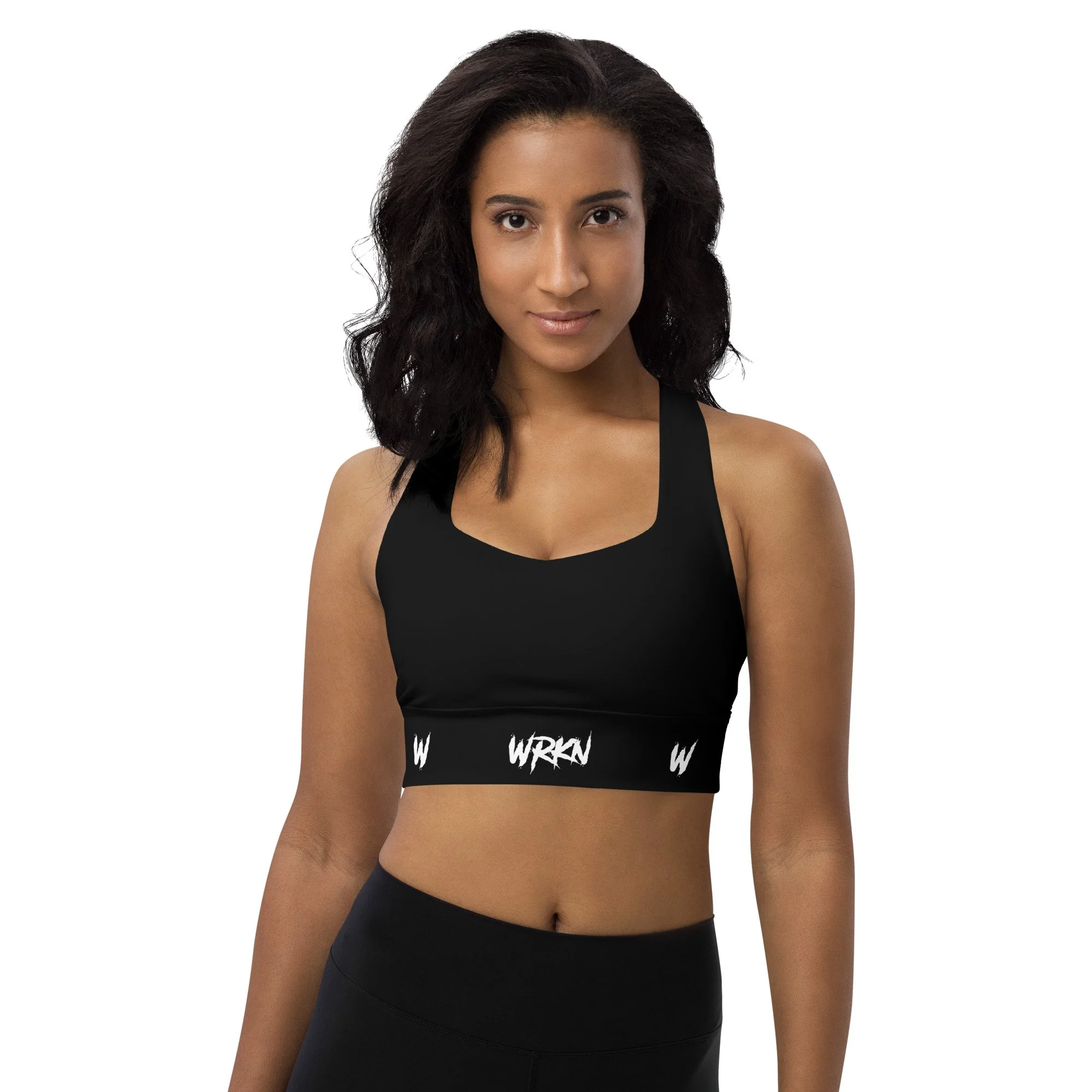 WRKN LL3 Sports Bra - white logo + W - on band
