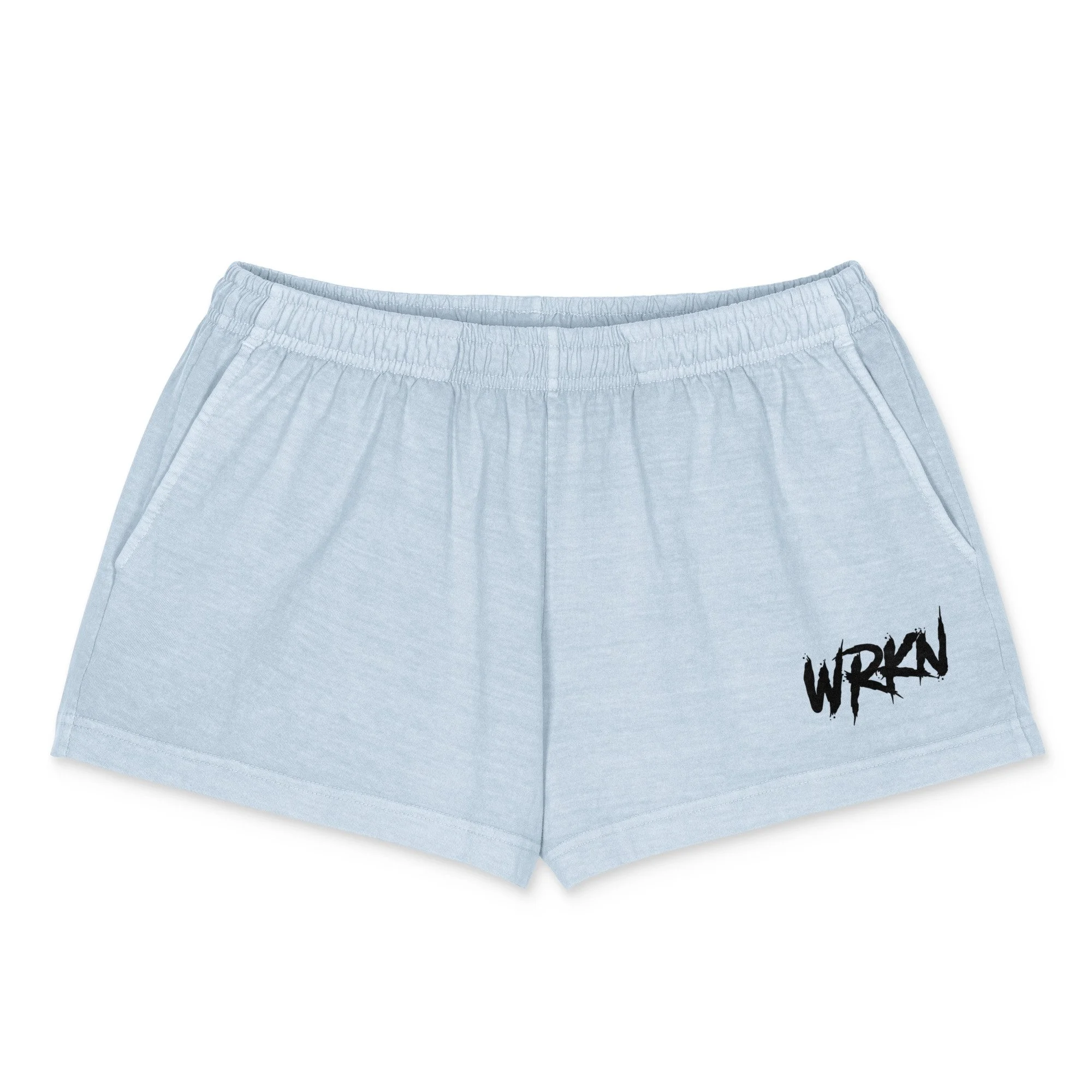 WRKN Women's Garment-dyed Shorts - black logo left leg