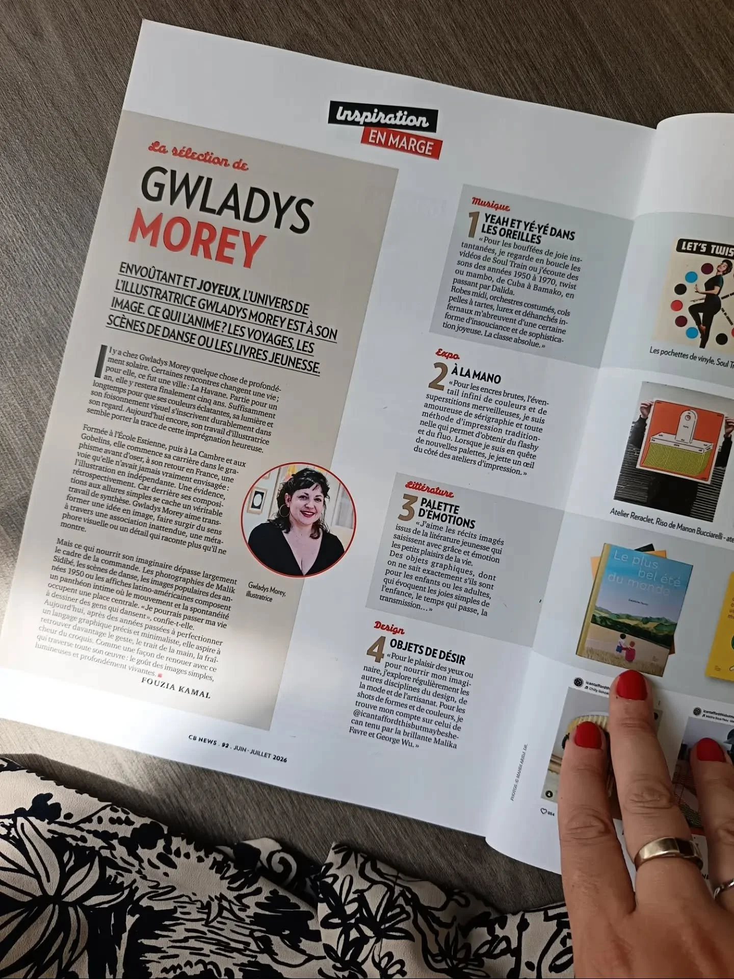 Joyeux, envo&ucirc;tant, solaire.
☀️
Merci Fouzia, ces mots me font l'effet d'un miroir magique tourn&eacute; vers mon travail !

Pour sa rubrique "inspiration", le magazine @cb_news m'a demand&eacute; comment se nourrissait la mienne.
Et j