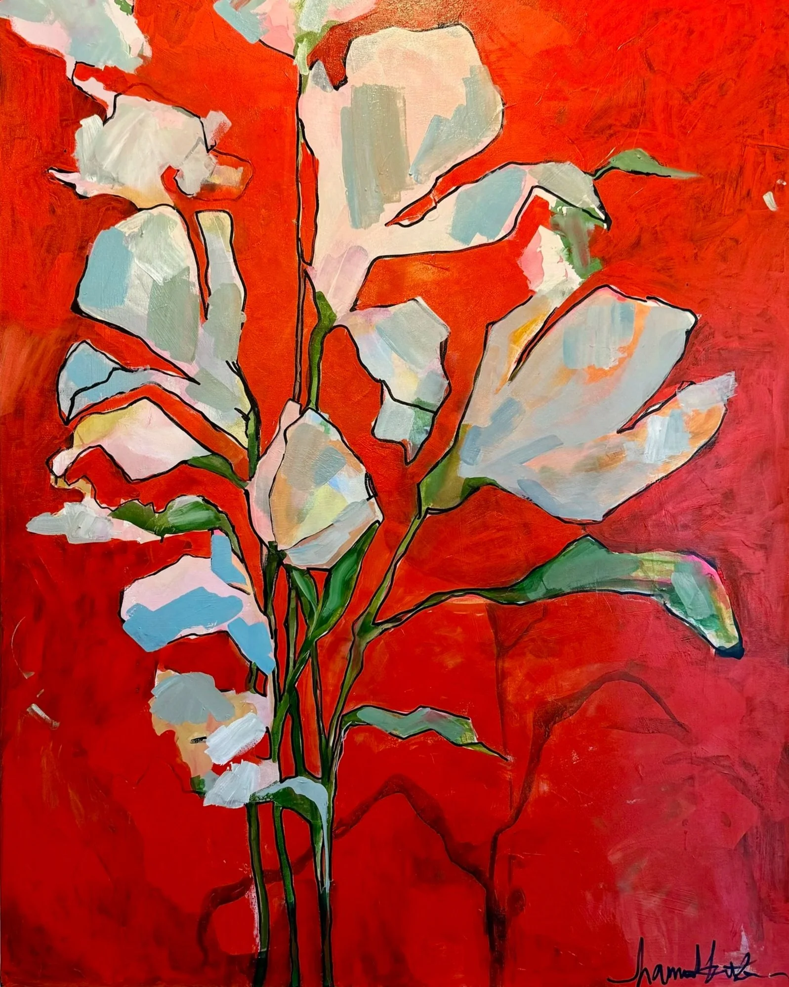 Dancing Silhouettes in Red No. 1 | acrylic mixed-media | sold
