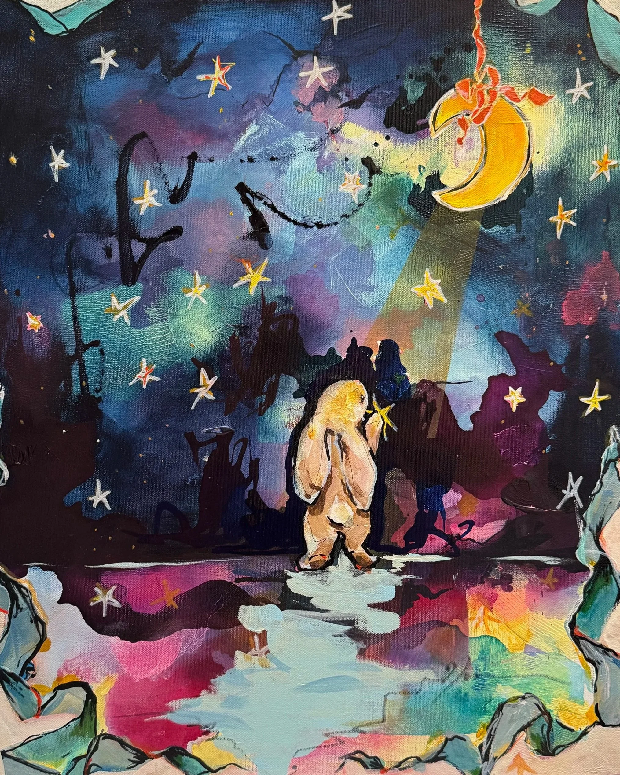 To Hang the Moon | Acrylic mixed-media | 20in x 24in