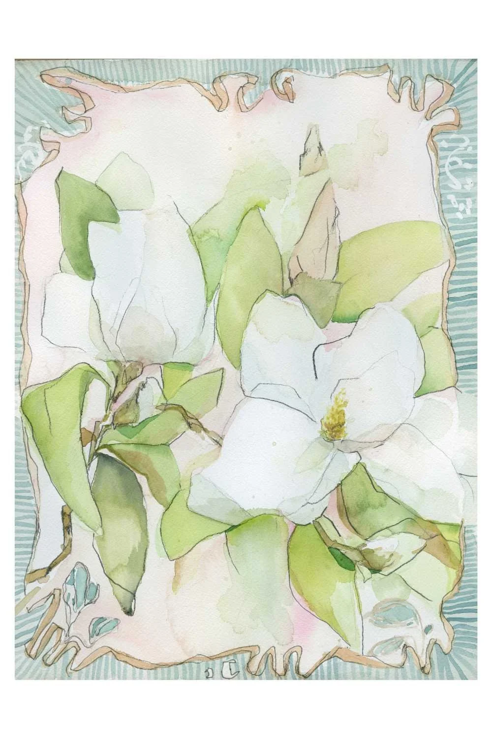 Magnolias Nouveau No. 2 – Fine Art Giclée Print