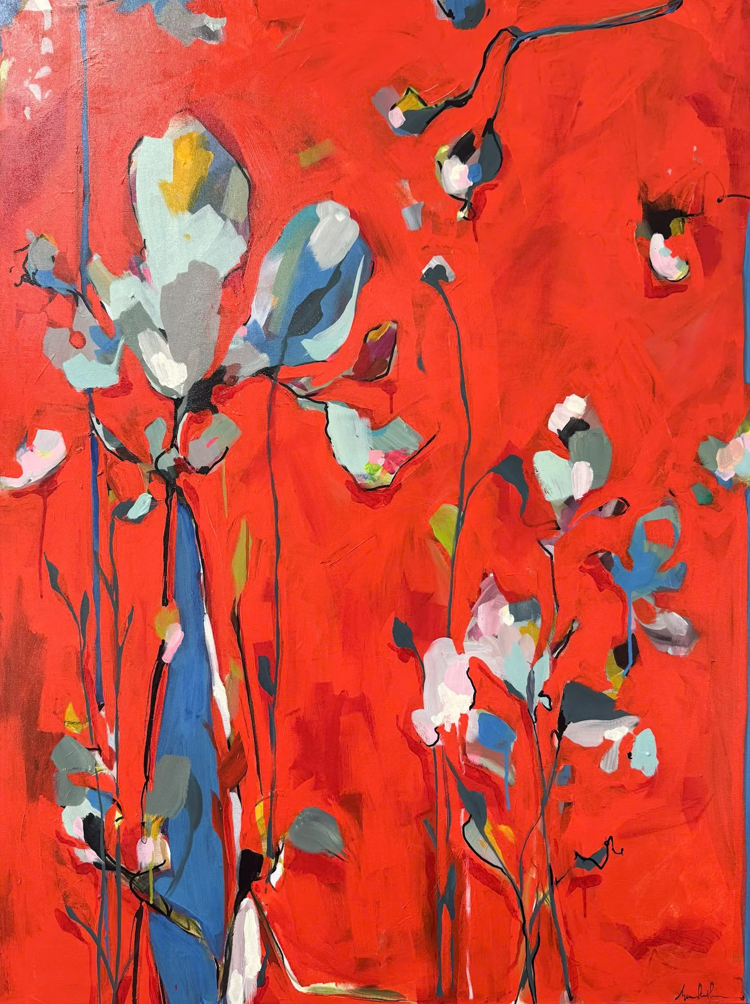 Persistence in Bloom - 36 x 48in | Mixed Media on Canvas | 2025