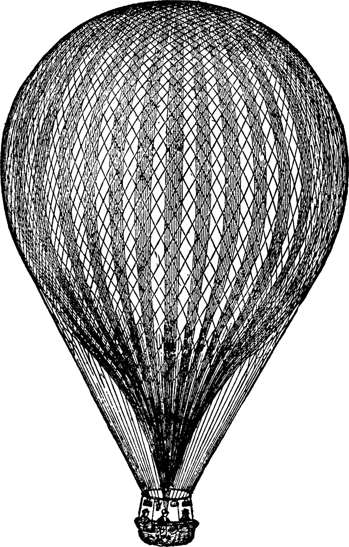 Etching of a hot air balloon