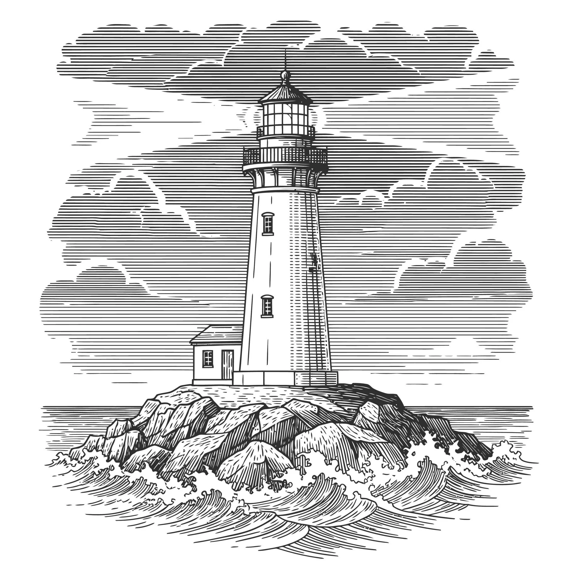 Lighthouse on a rocky island