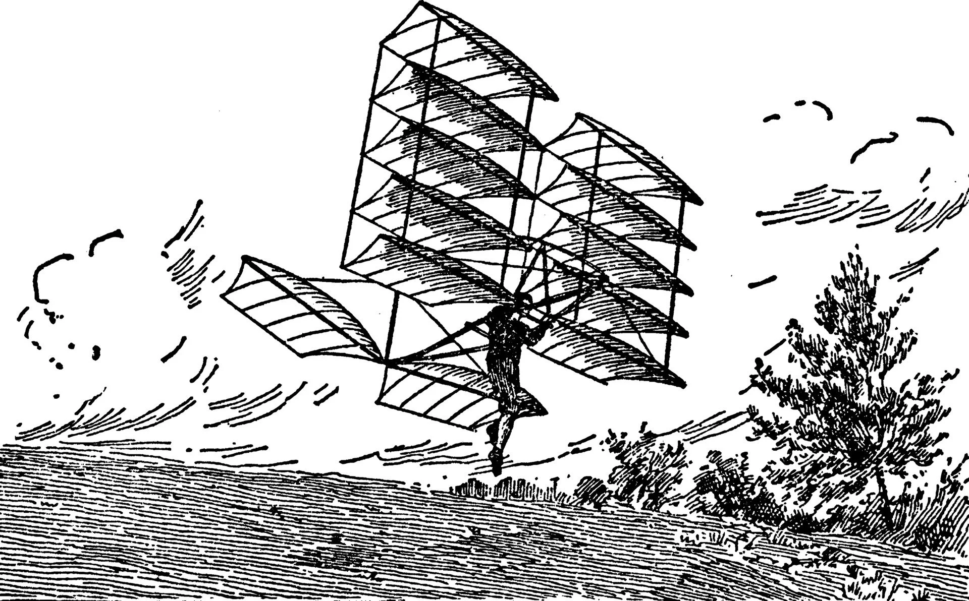 Etching of a vingage flying machine