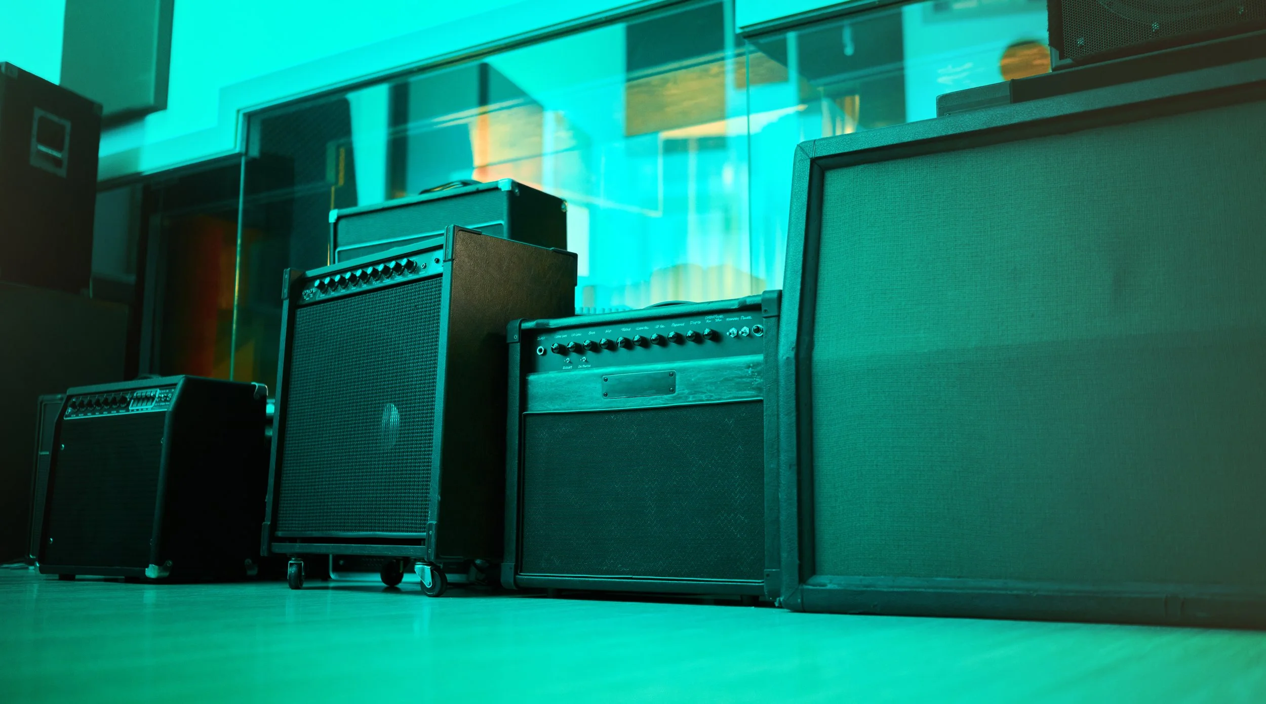 Vintage amplifiers in a row
