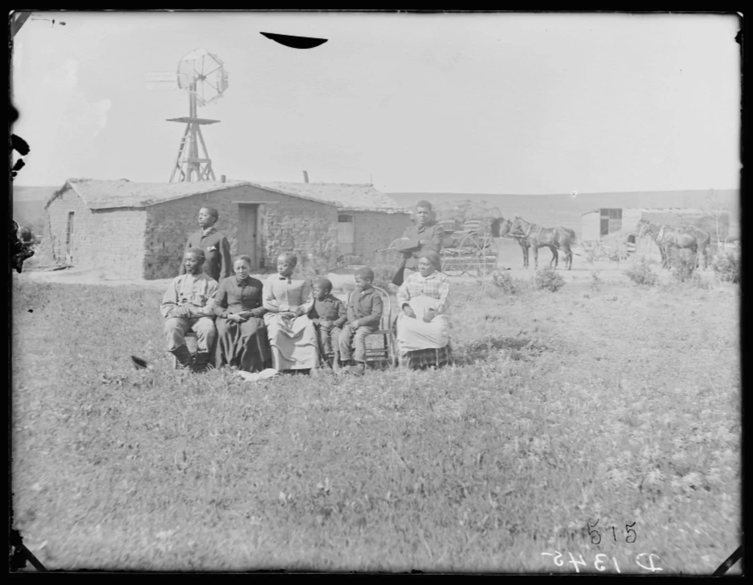 ★ c. 1888, The family of Moses Speese poses for a group portrait in the yard of their homestead, near Westerville, Custer County, Nebraska. Nebraska. S.D. Butcher Collection, Nebraska State Historical Society, Digital Collections. (Object ID RG2608.P