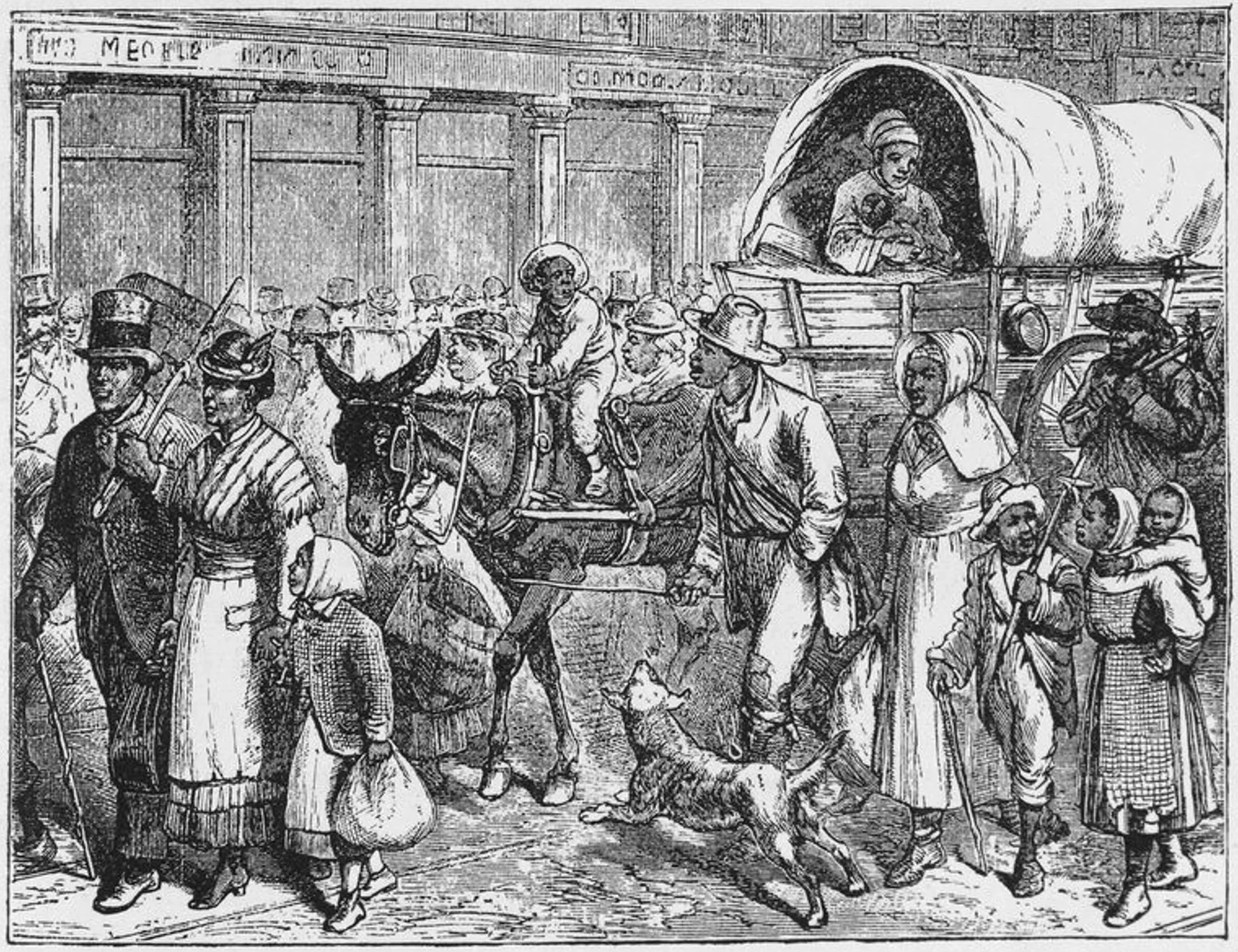 ★ c. 1882, "Negro emigrants on their way to Kansas." Jean Blackwell Hutson Research and Reference Division, Schomburg Center for Research in Black Culture, The New York Public Library. Image ID [1239117].