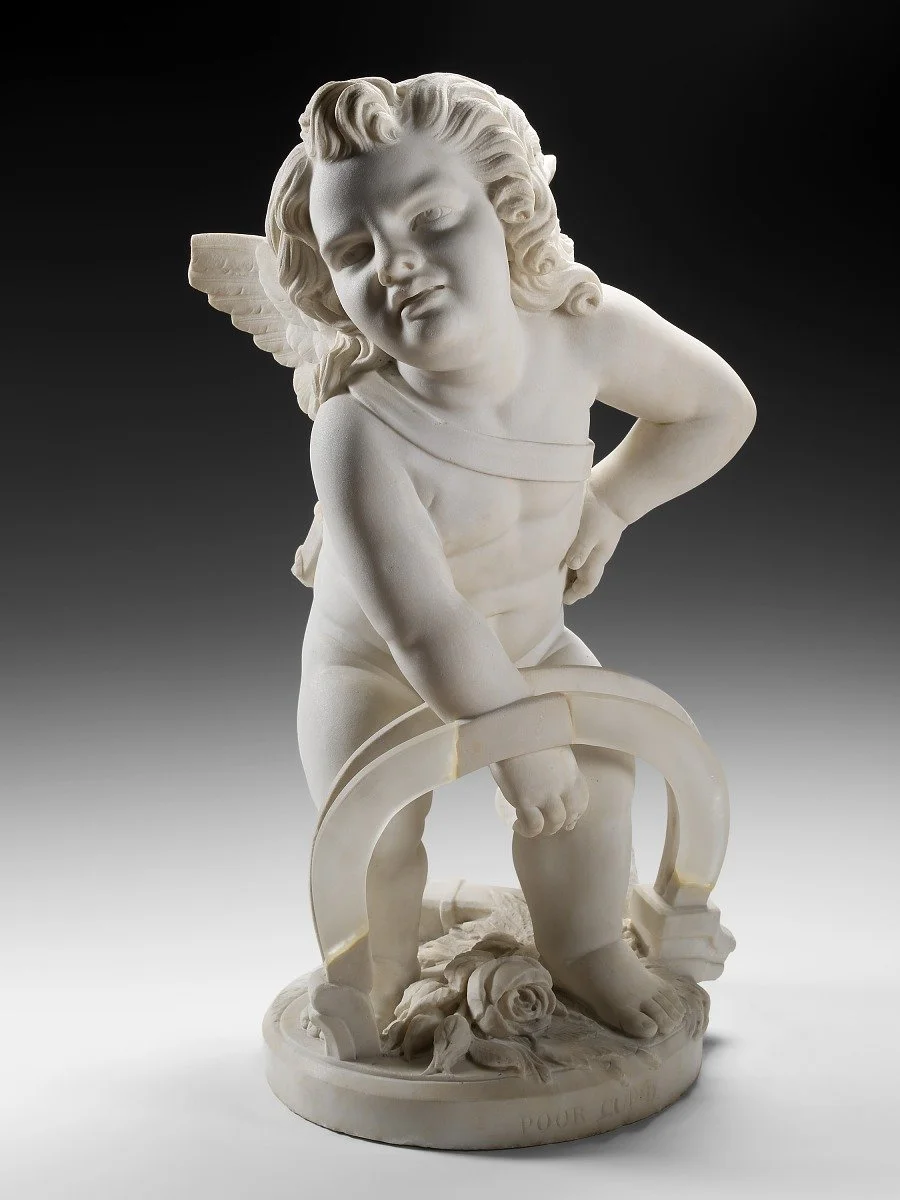 ★ Edmonia Lewis, Poor Cupid, modeled ca. 1872, carved 1876, marble, 27 x 13 3/4 x 12 1/4 in. (68.6 x 34.9 x 31.1 cm.), Smithsonian American Art Museum, Gift of Alfred T. Morris, Sr., 1984.156