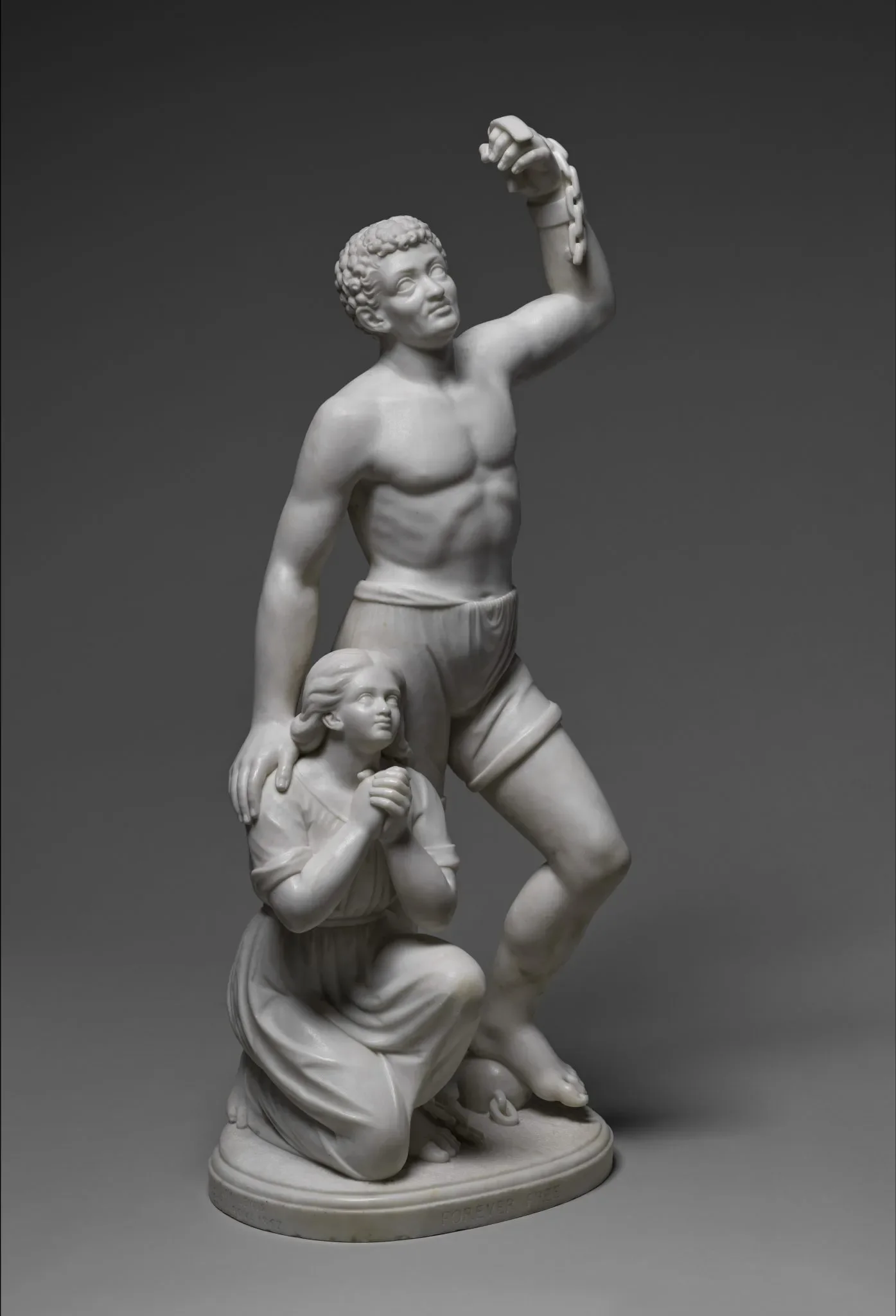 ★ Edmonia Lewis, Forever Free (1867). Marble. Dimensions, H. 41 3/4 in. (106 cm), W. 22 1/2 in. (57.2 cm), D. 12 3/8 in. (31.4 cm). Howard University Fine Arts Collection,  Washington, D.C. (67.9.S). Object ID, CARP.017. Photo courtesy of the Metropo