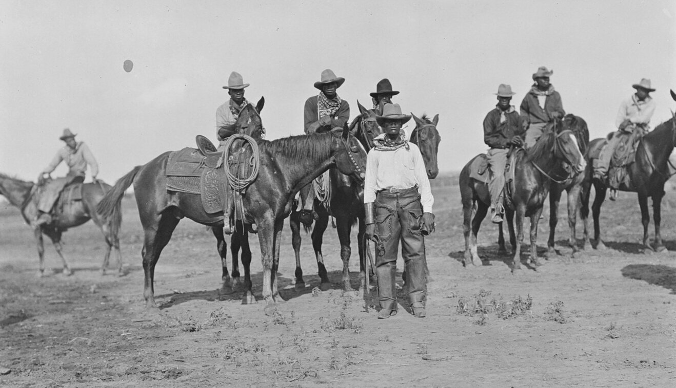 ★ c. 1911, Black cowboys at the Negro State Fair in Bonham, Texas. Erwin E. Smith Collection of the Library of Congress on Deposit at the Amon Carter Museum of American Art, Fort Worth, Texas.