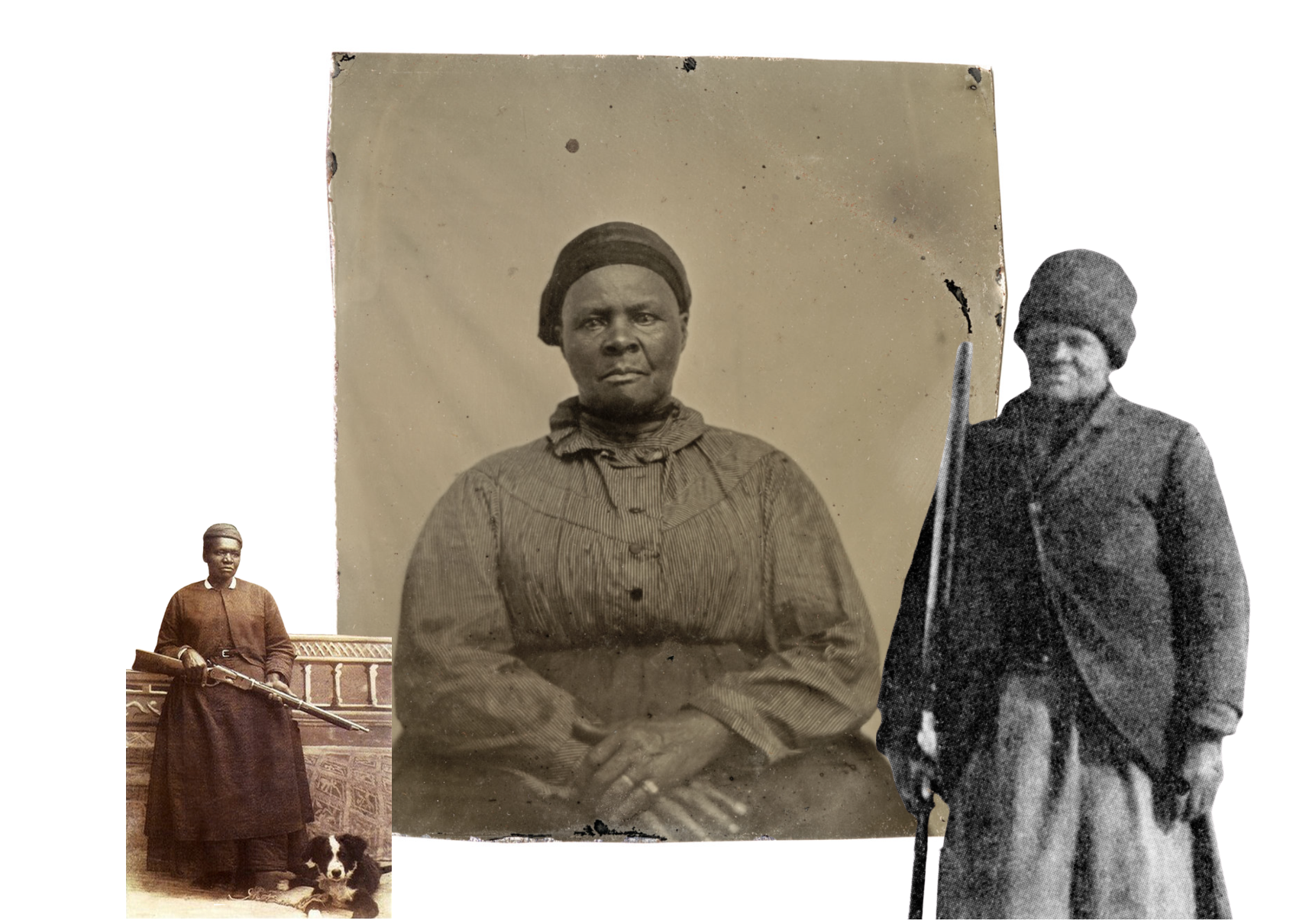 This is a .png collage of portraits of Mary "StageCoach Mary" Fields, images preserved by Montana Historical Society and included in this digital exhibition by the Schomburg Center about Black history in the American West