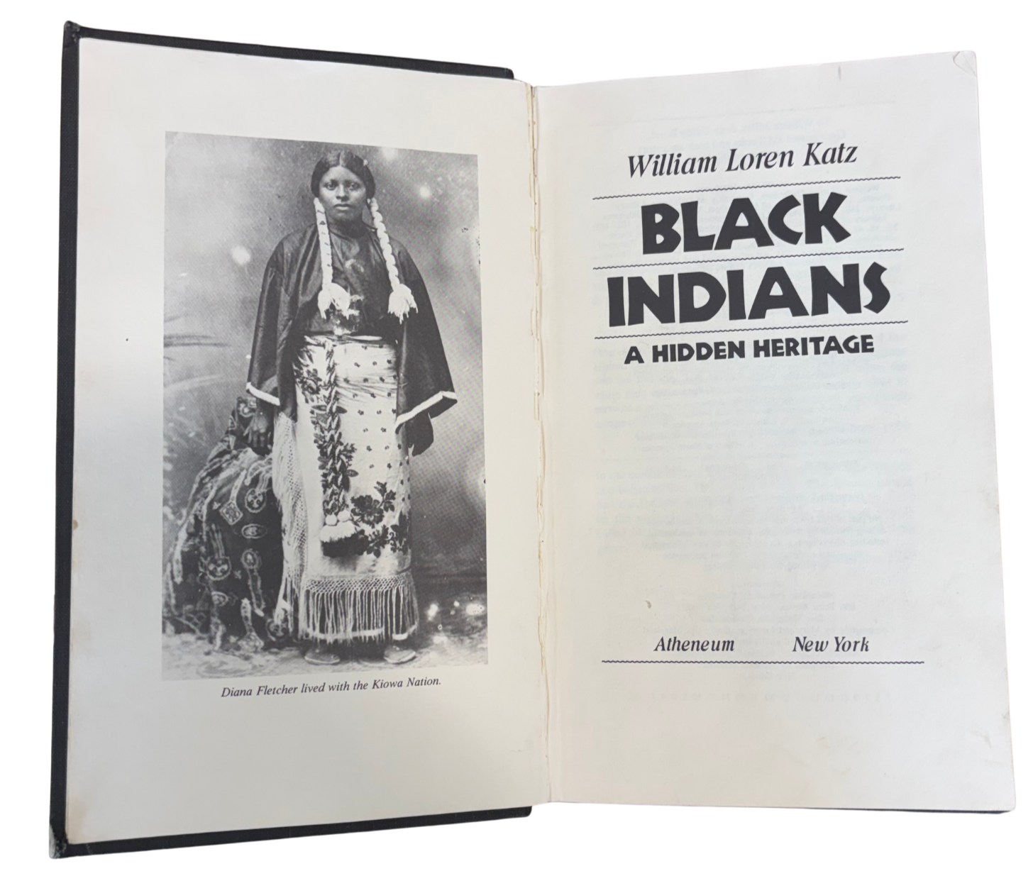 This is an image of the interior cover pages for the book, "Black Indians" by William Loren Katz.