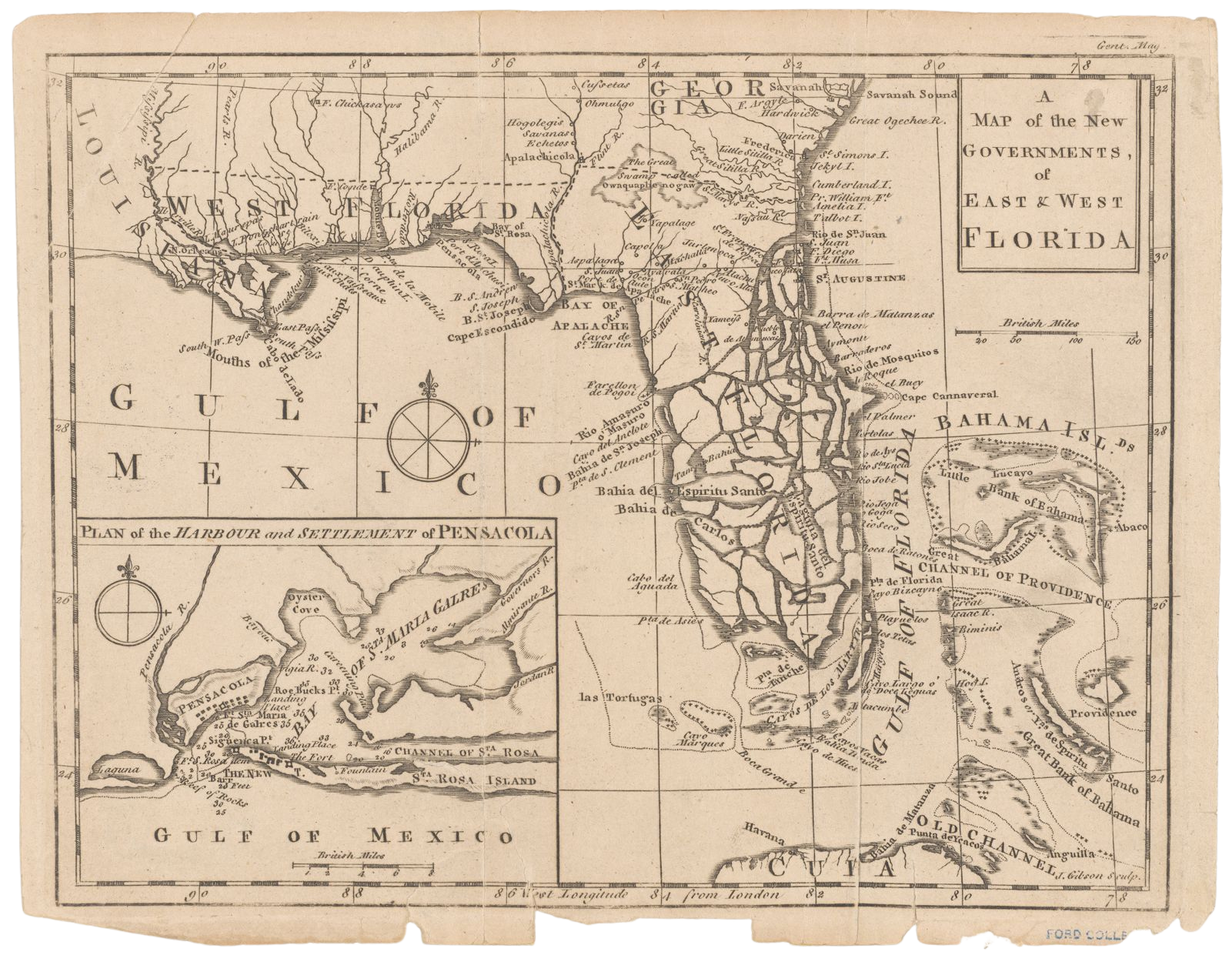 ★ c. 1763, Map of the new Governments of East & West Florida. Lionel Pincus and Princess Firyal Map Division. The New York Public Library, Digital Collections. IMAGE ID [57205677].