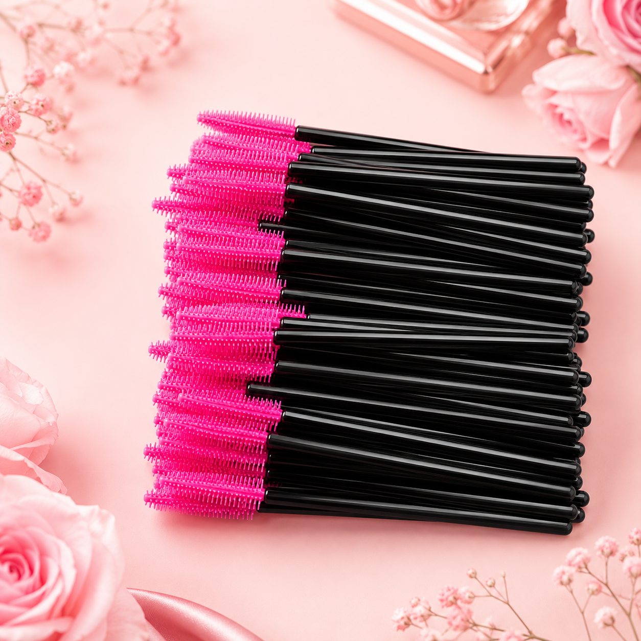 50pcs Silicone Eyelash Brush & Mascara Wands