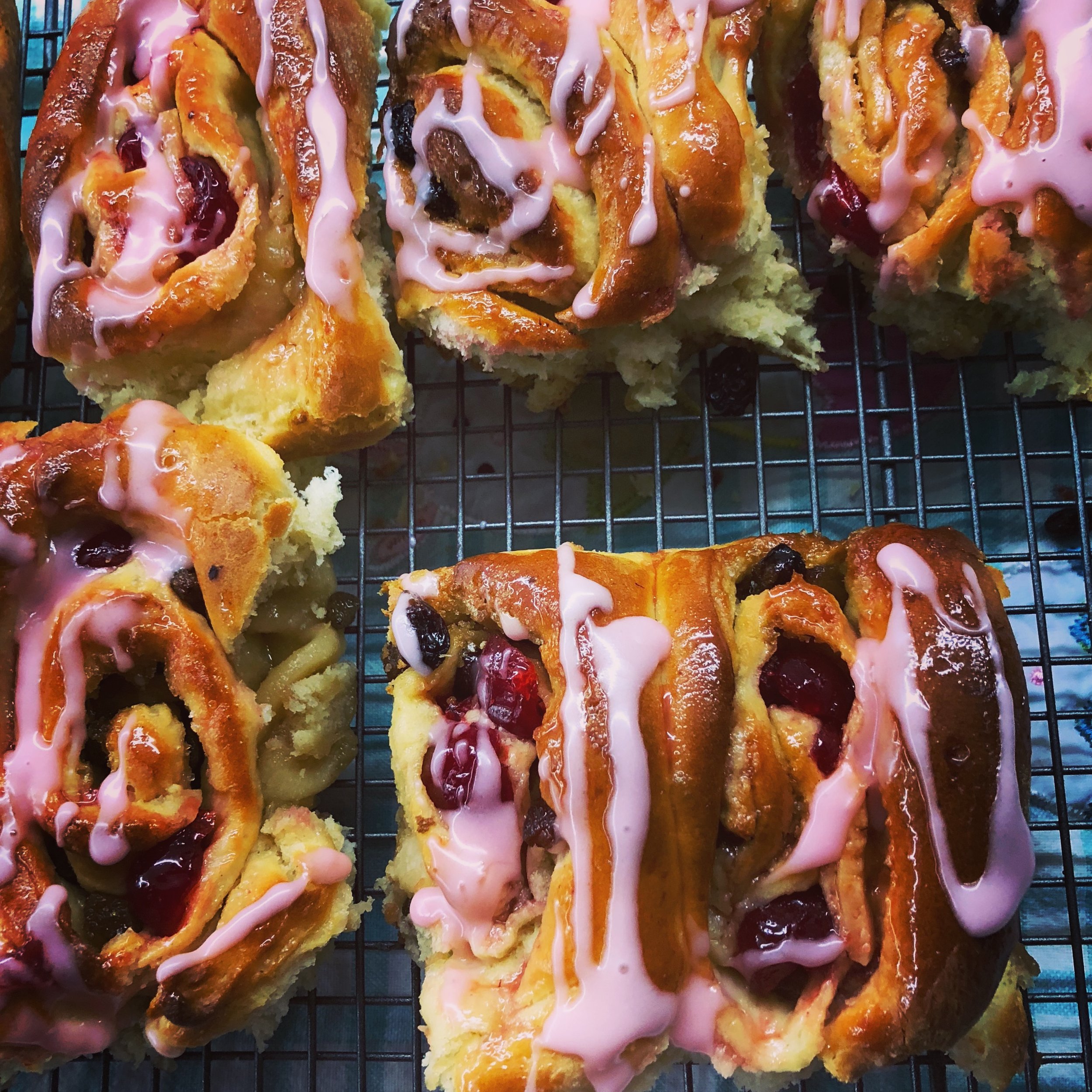 Cherry Marzipan Chelsea Buns