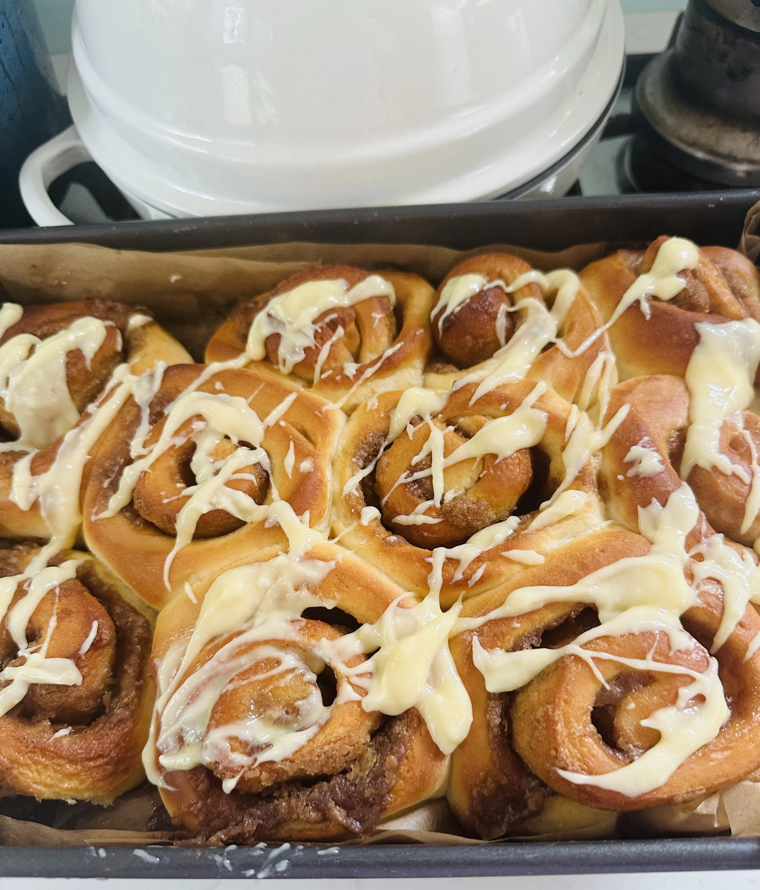 Caramel Brioche Rolls with Vanilla Glaze