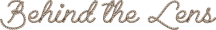 Text that reads 'Behind the Lens' in a decorative script font.