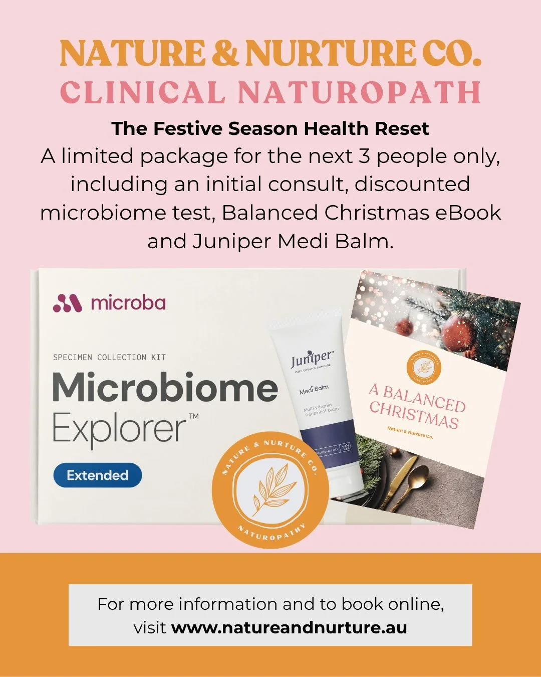 The Festive Season Health Reset is here for the next 3 people only, 
designed to give you clarity, support and a personalised plan before the busy season hits.

If you&rsquo;ve been dealing with gut symptoms, low energy, bloating, skin issues or gene