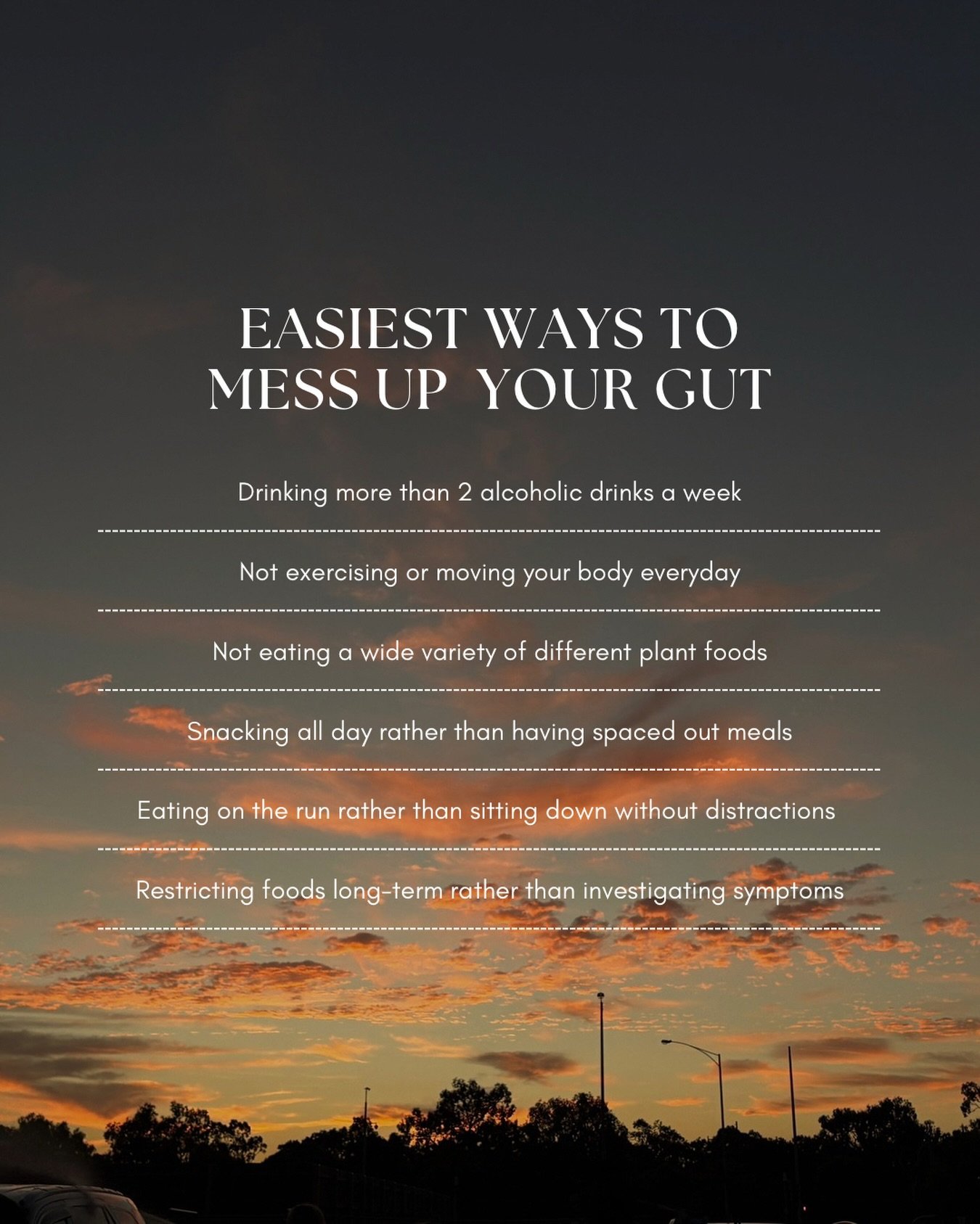 Most of us are doing at least one of these without realising it.

Small shifts in the everyday stuff can make a real difference for your gut.

Save this one as a reminder 🧡