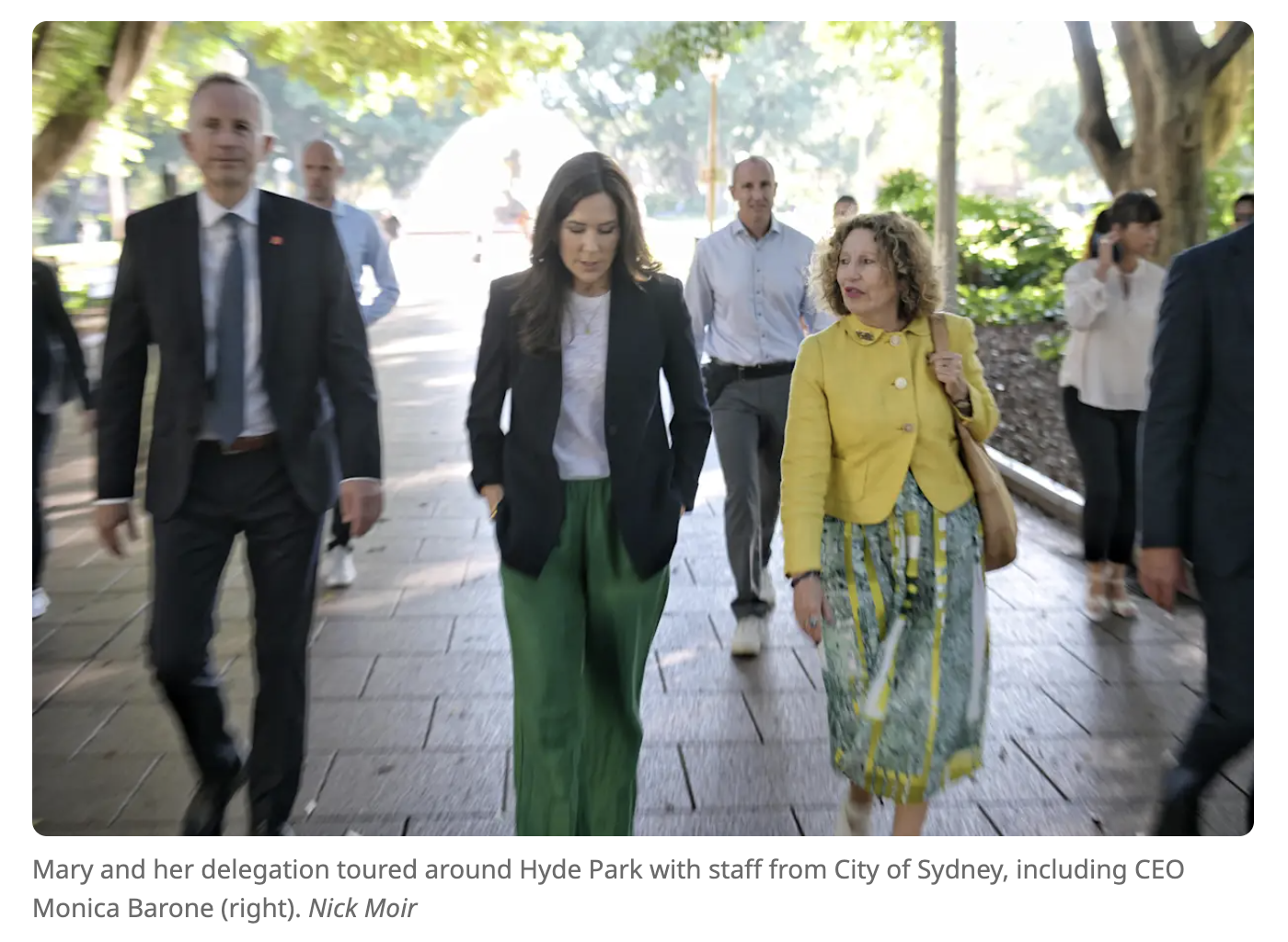 Princess Mary walking with Monica Barone