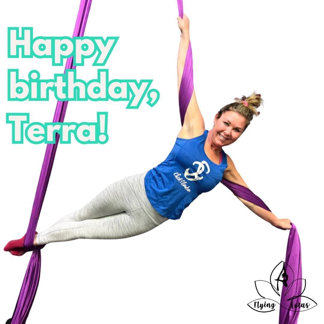 Happy birthday, Terra Haan Pivonka! 

Favorite Color: Lime green 💚
Favorite Restaurant: Fuji 🗻
Favorite Board Game: Rummikub 🀄️
Favorite number: 45
Favorite thing about aerial: It&rsquo;s challenging! (Terra just started in January and she is doin