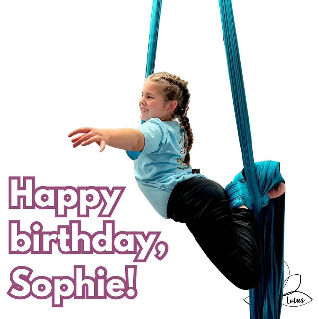 Happy birthday, Sophie! I hope you had a great birthday weekend!

Color: Teal 🩱
Board game: Qwirkle 👾
Fast food: Chick-fil-a 🐔
Animal: Bunny 🐇
Favorite thing about aerial: Sophie loves all the new things she is learning in Lyra and Silks.  She sa