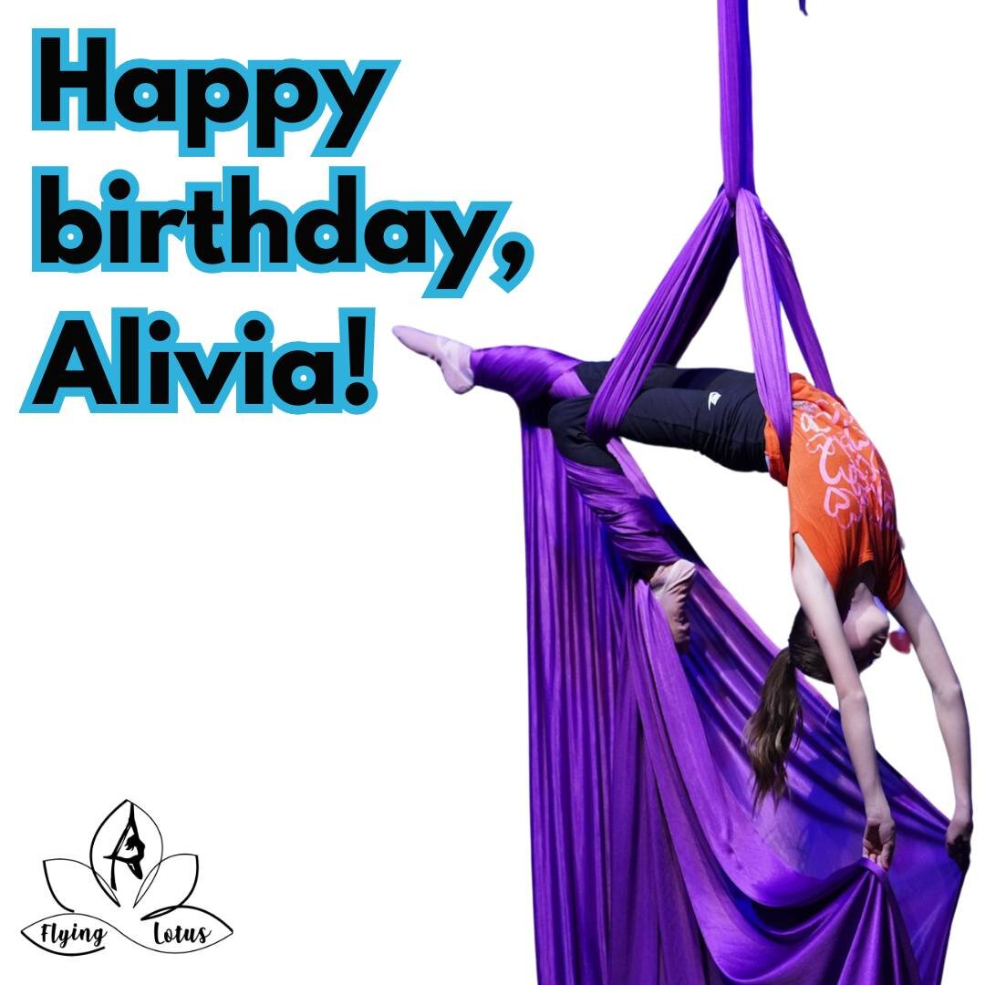 Today, we celebrate Alivia! Hope you have a great birthday weekend! 🎉🎈

Favorite Color: Teal/Silver 🥈
Favorite Board Game: Monopoly 🎲
Favorite Fast Food: Chik-Fil-A 🐔
Favorite animal: Dogs 🐾
Favorite thing about aerial: &quot;She loves how aeri