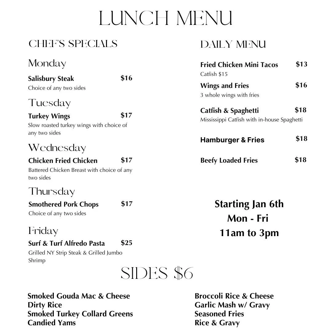 Menu 1 — 111 Madison Restaurant Live Music Event Space