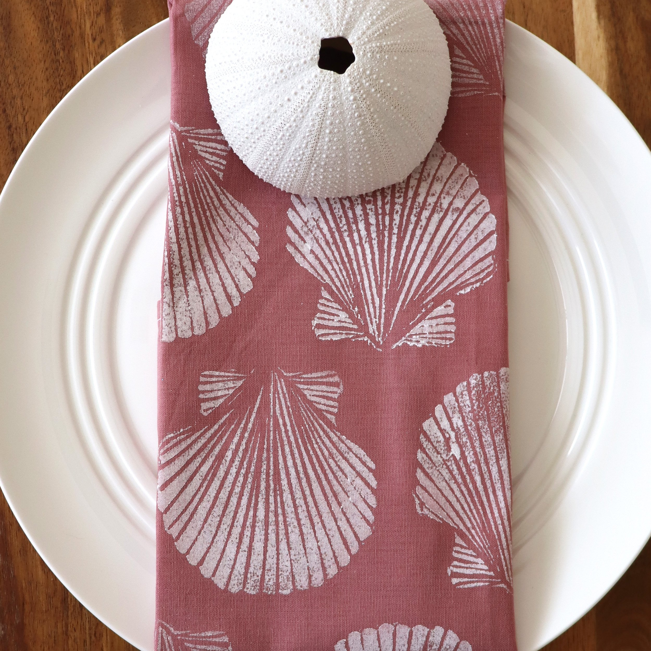 Scallop Shell Design Handcrafted Block Print Tea Towel