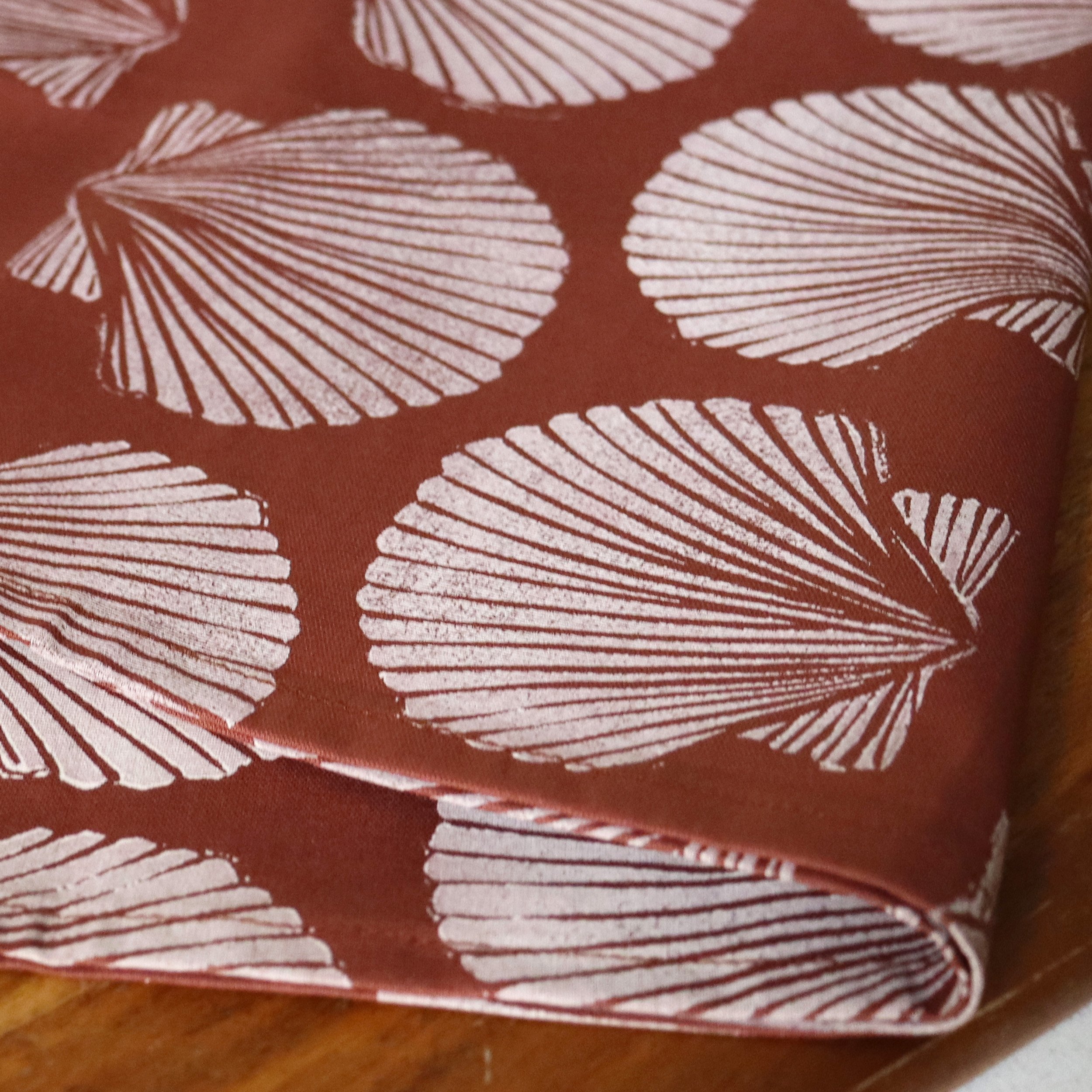 Scallop Shell Design Handcrafted Block Print Tea Towel