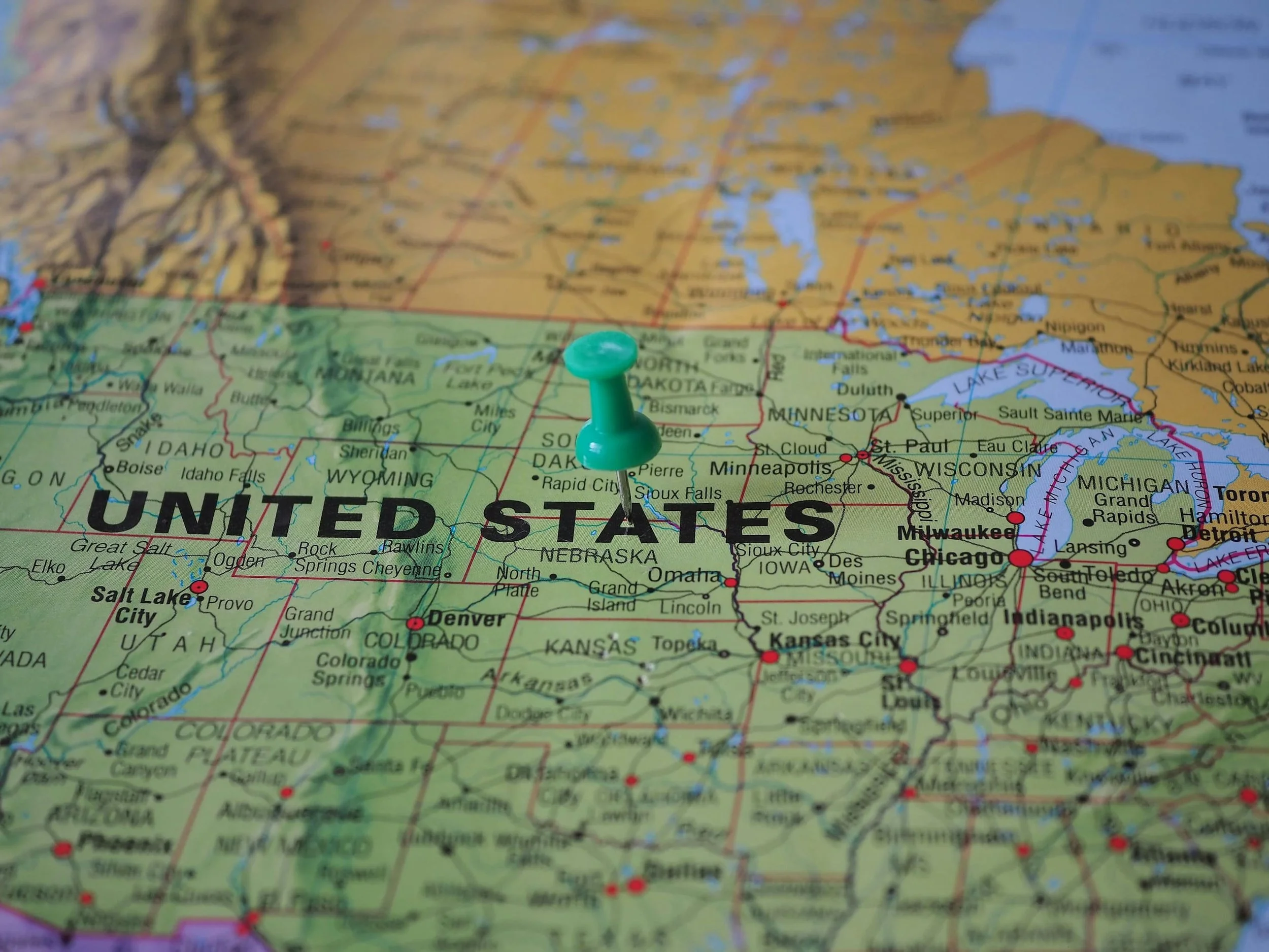 Map of the United States with highlighted states.