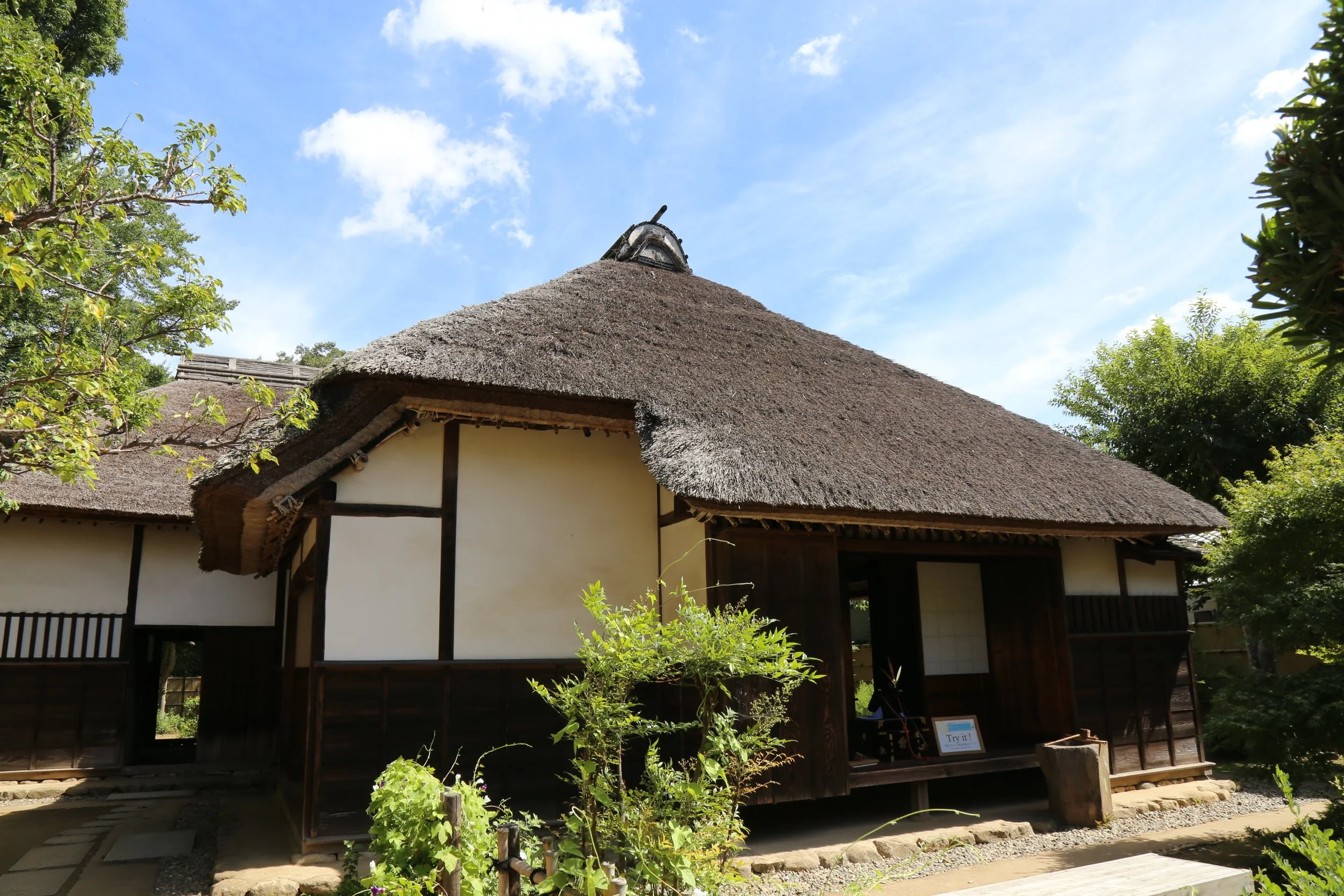 A thatched-roof Edo-period samurai residence in Sakura City, surrounded by summer greenery — a quietly preserved hidden gem just east of Tokyo.