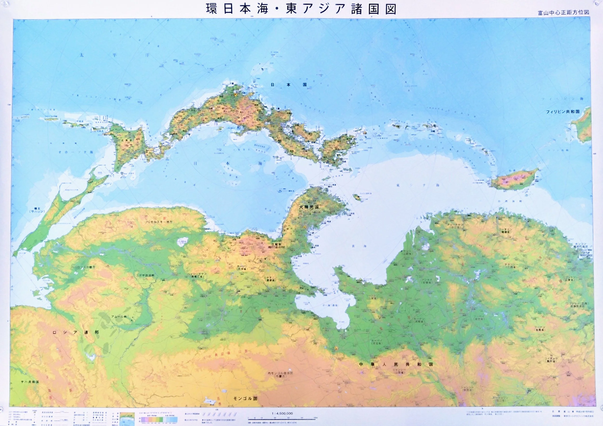 Reversed map of East Asia with the Sea of Japan at center, showing Japan, Korea, China, and Russia from a fresh continental perspective.