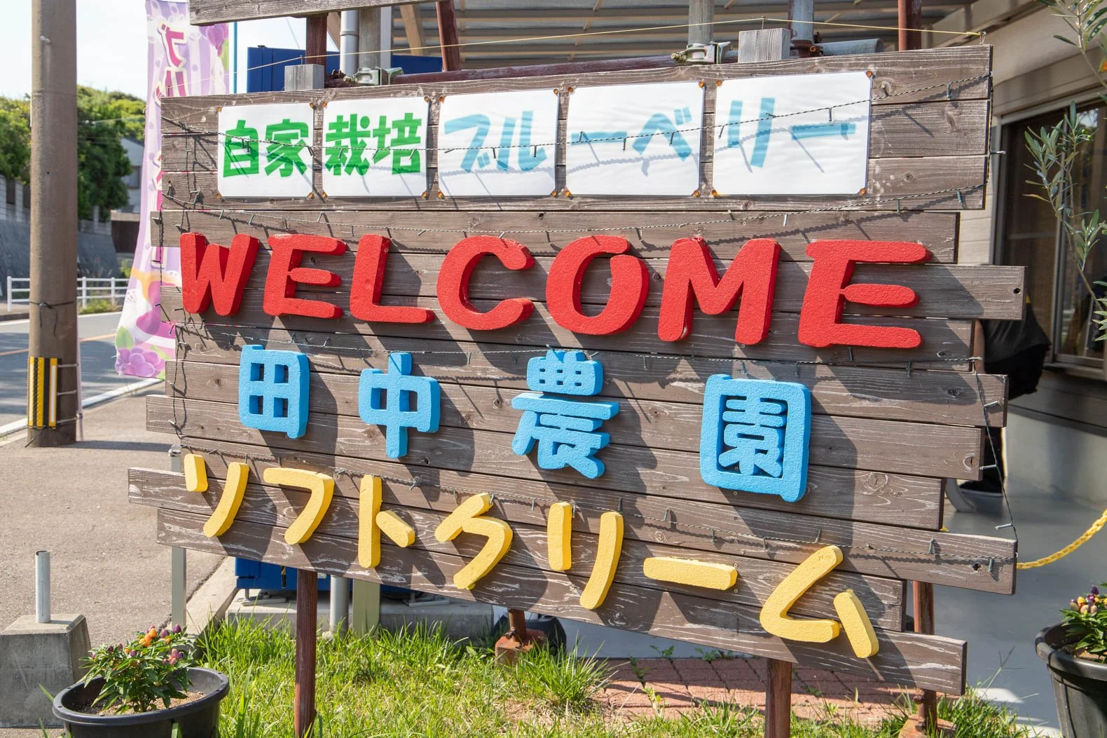 A dessert served in a tall glass with various toppings like fruit, beans, and cookies, viewed on a tray with a blurred background.