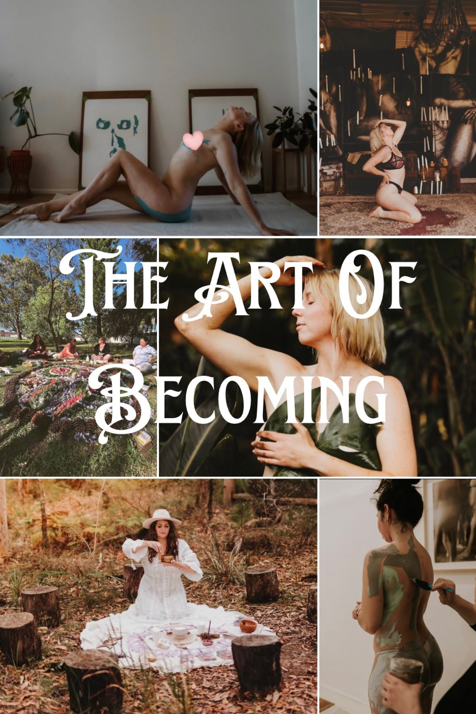 A collage of women promoting a retreat for women