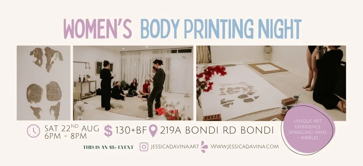 A flyer advertising women's body printing Bondi on August 22nd