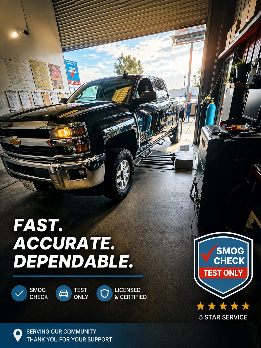 Chevy Silverado Truck getting a smog check