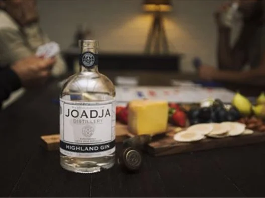 Joadja Gin on table with cheeseboard