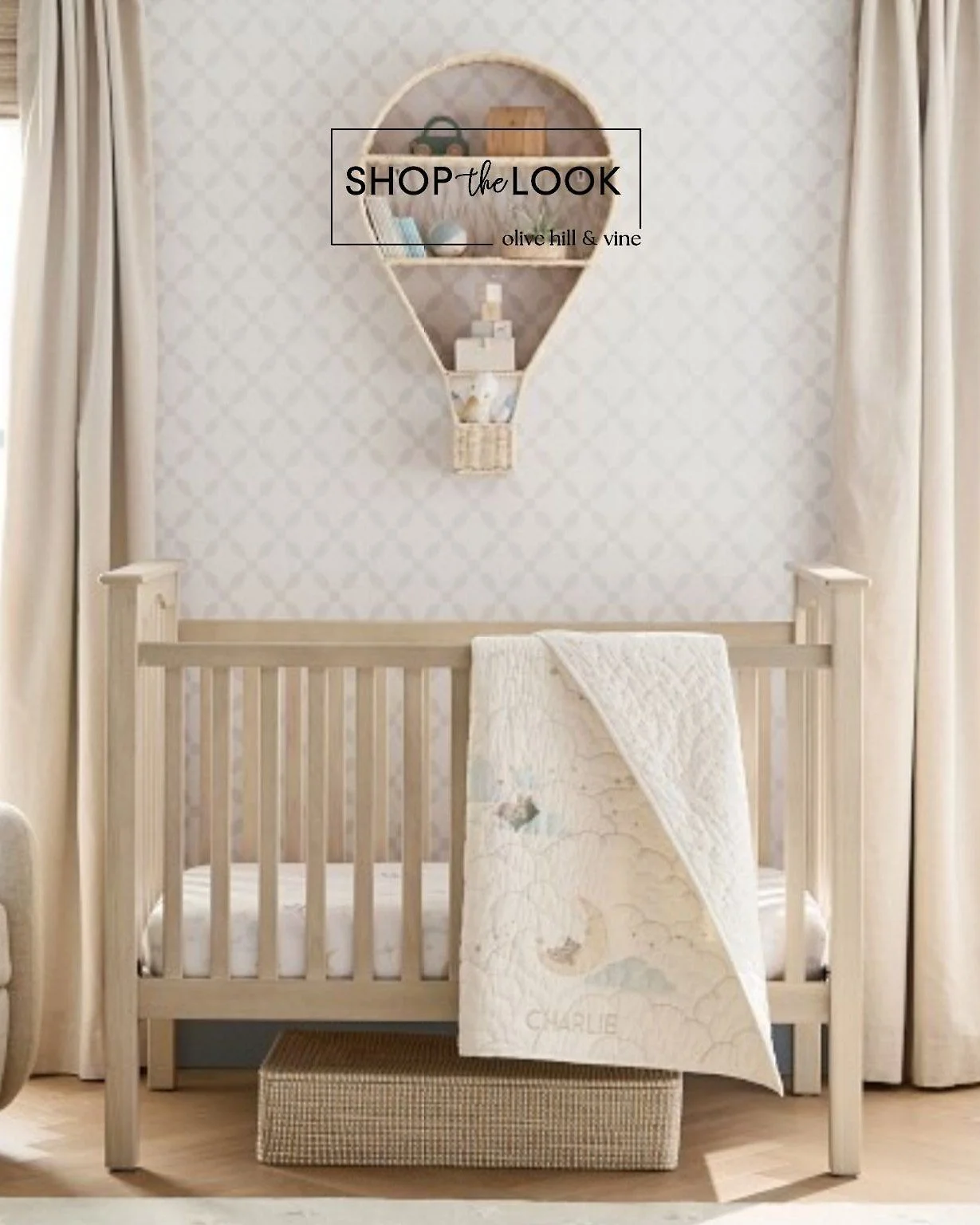 Bring wonder and comfort into their nursery. Quilted moons, rattan hot-air balloons, and blackout panels create a space that feels dreamy, polished, and ready for sweet dreams and bright beginnings. 

Comment SHOP below to receive a DM with the link 