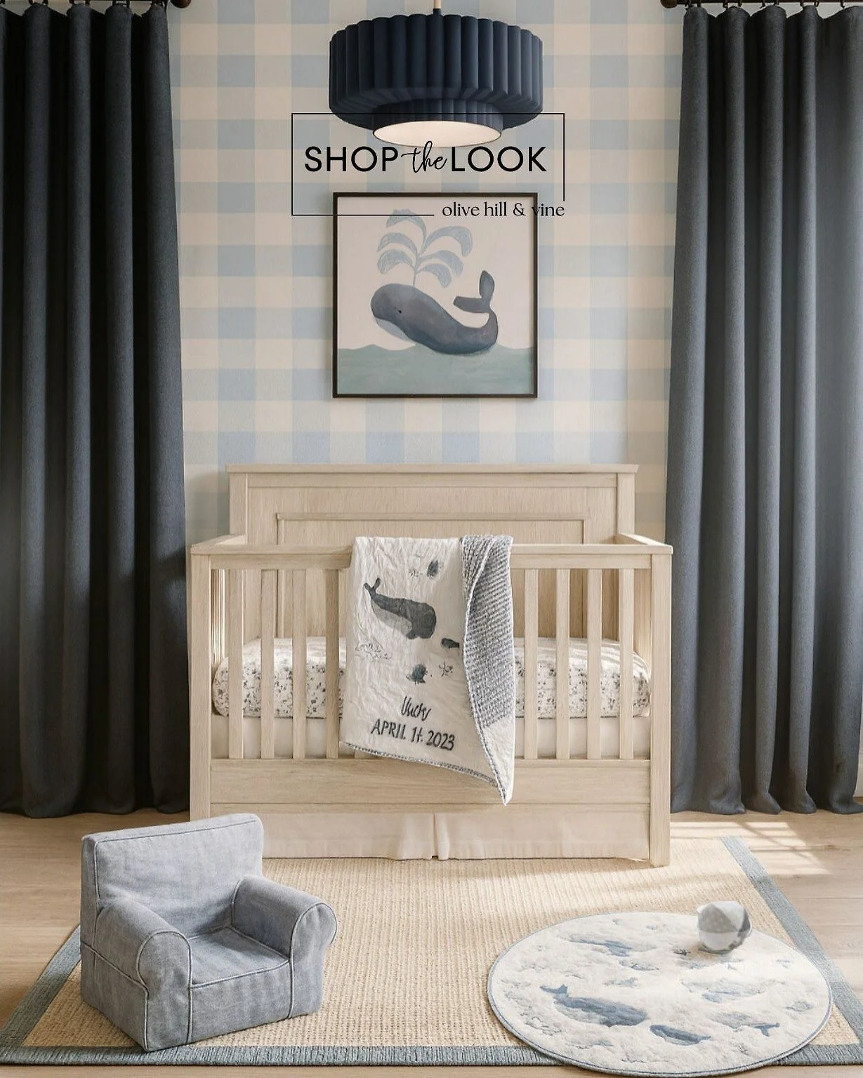 Oh, baby&mdash;this nursery is a whale of a design! Soft blues, gingham charm, and ocean-inspired details make it a dreamy space for sweet slumber and everyday adventures. 

Comment SHOP below to receive a DM with the link to this post on my LTK ⬇ ht