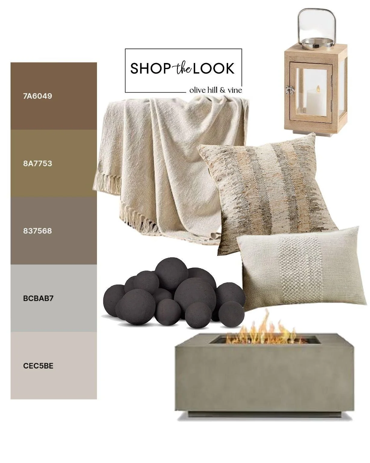 Layered neutrals meet warm textures for an effortless outdoor hangout. Soft throws, woven pillows, and a sculptural fire feature keep things grounded, while wood accents and candlelight add that relaxed, evening-ready glow.

#LTKHome  #outdoorseating