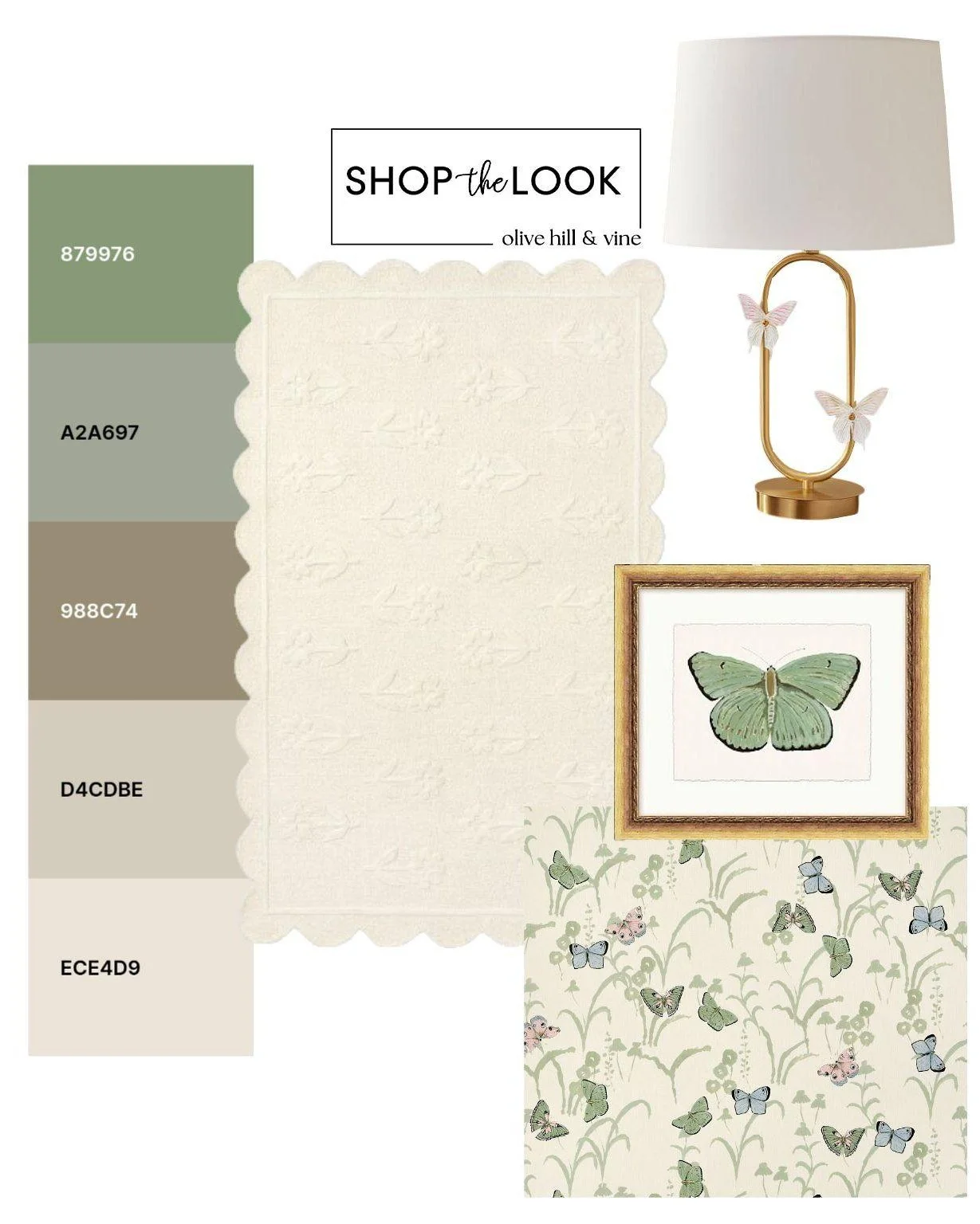 This moodboard layers soft greens and warm beige for a gentle, grounded feel, while butterfly accents add a light, whimsical touch. A fresh, airy bedroom concept that feels calm, nature-inspired, and quietly charming.

#LTKHome #LTKKids

Follow us + 