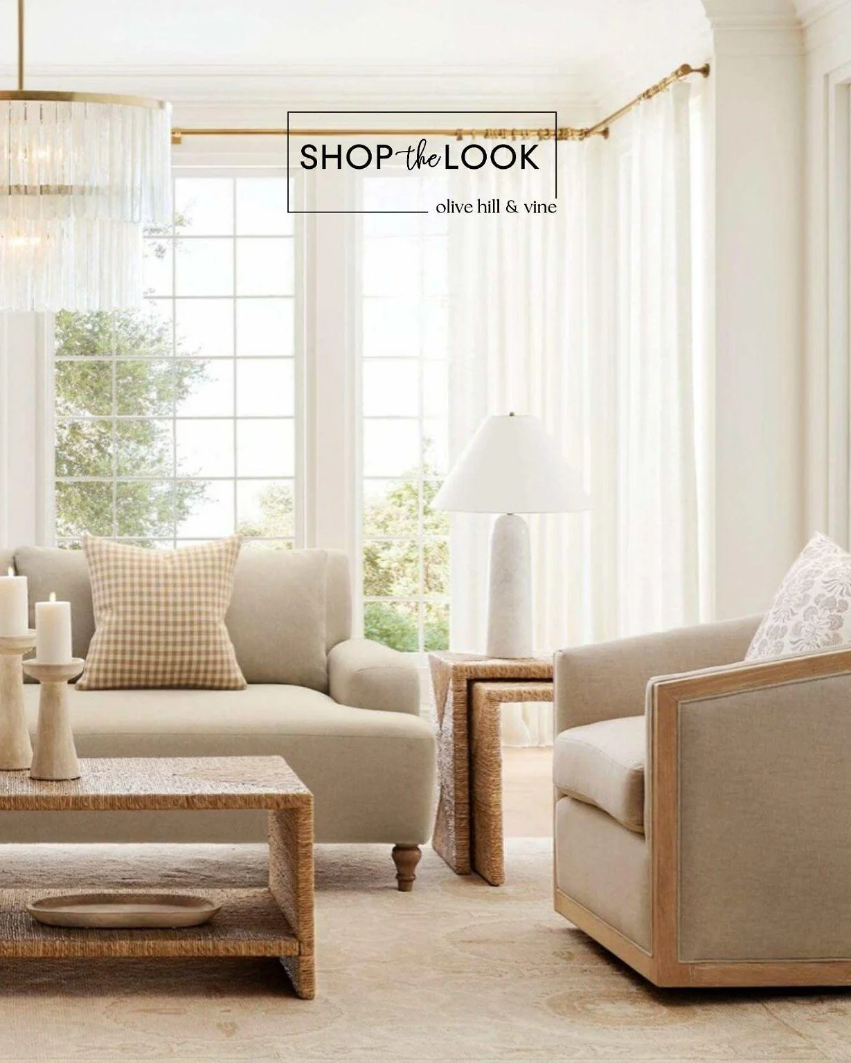 Soft textures, natural materials, and a warm neutral palette come together in this light-filled living room. Layered with woven accents, tailored seating, and timeless details, the space feels polished, inviting, and effortlessly lived in.

#LTKHome 