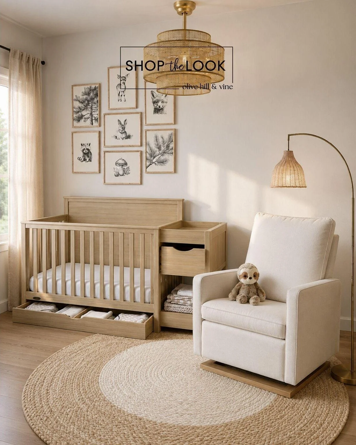 We're loving how this neutral woodland nursery came together. The woven fandelier, warm wood tones, and charming forest-inspired details create a timeless space that's equal parts peaceful, functional, and inviting.

#LTKHome #LTKBaby #LTKBump  #baby