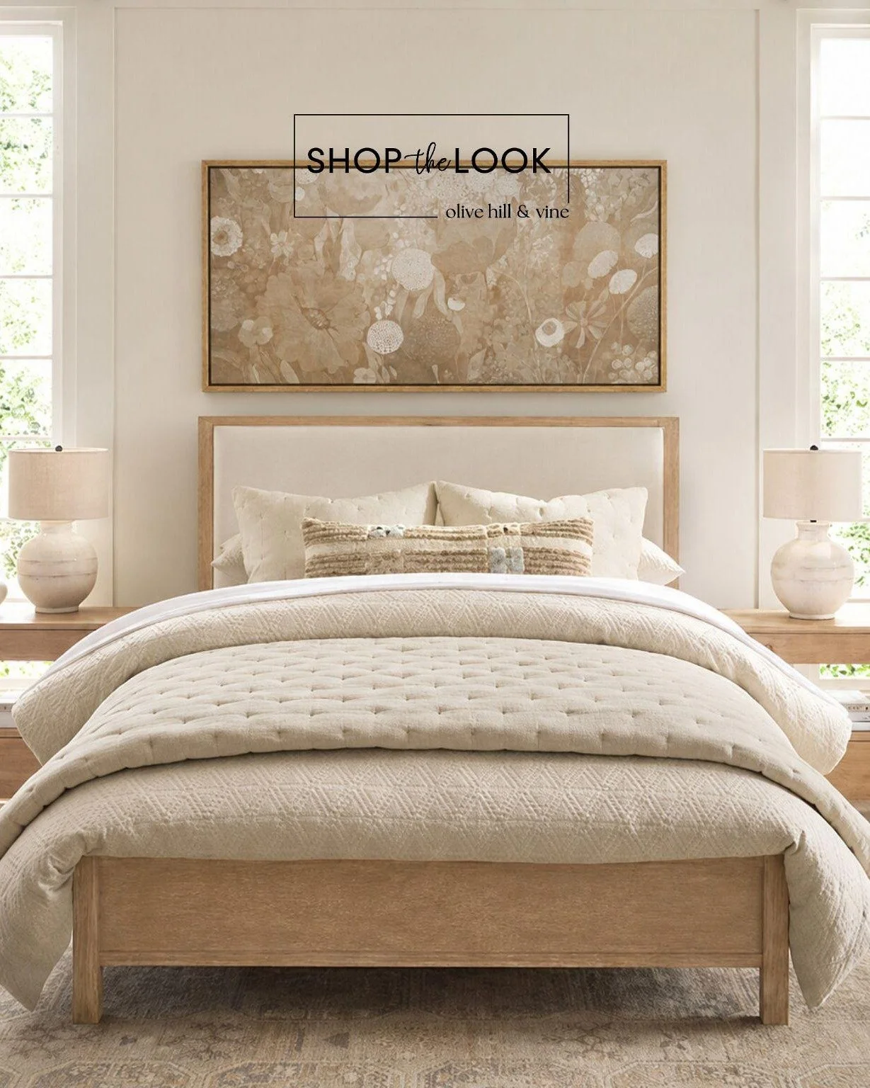 Soft neutrals, natural textures, and a statement floral artwork come together in this bedroom to create a space that feels calm, timeless, and beautifully layered. It's a reminder that simple design choices can make the biggest impact.

#LTKHome #bed