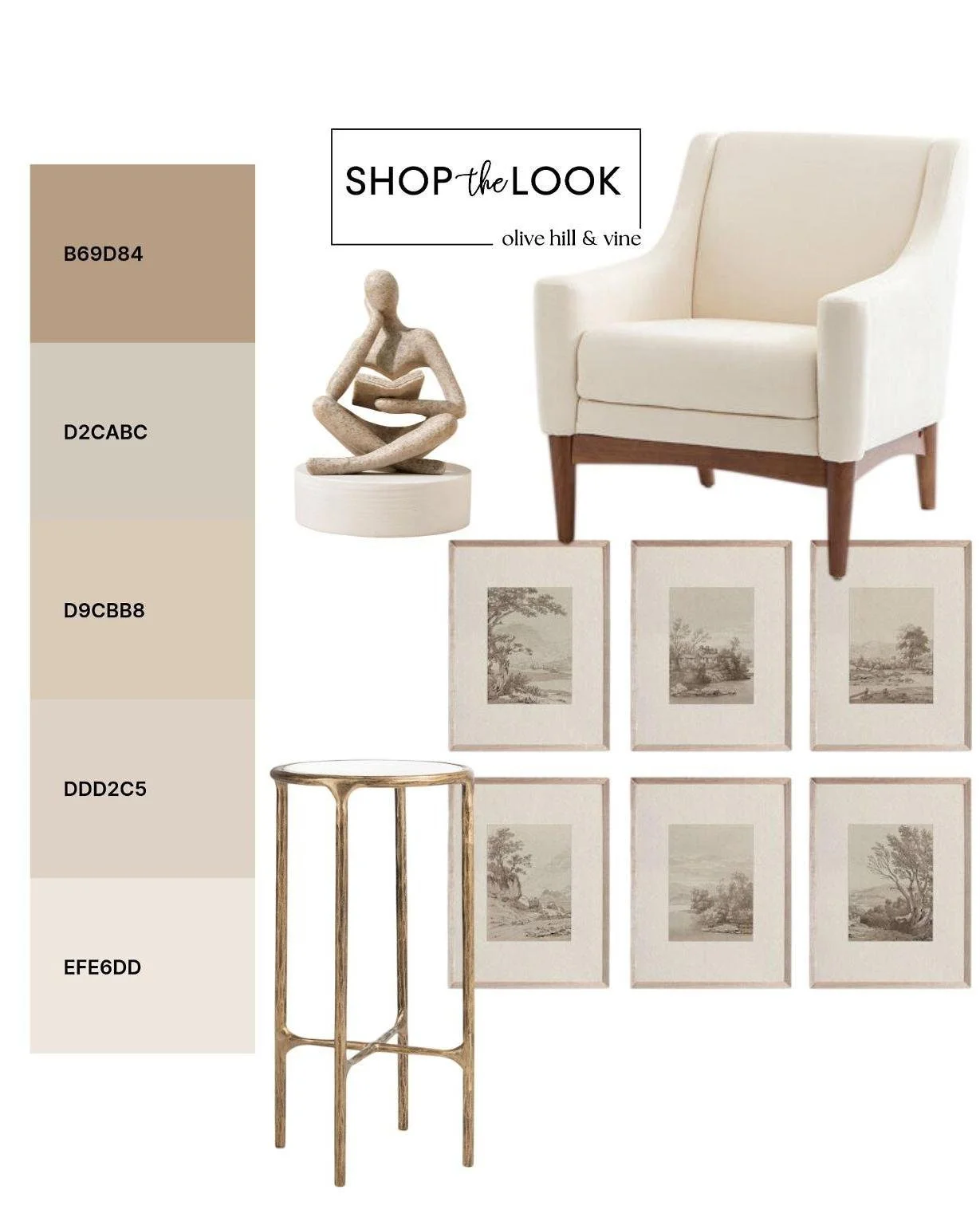 Soft neutrals, timeless textures, and thoughtfully layered accents come together in this light-filled living room concept. This mood board is all about effortless elegance, creating a warm, welcoming space that feels refined, fresh, and beautifully l